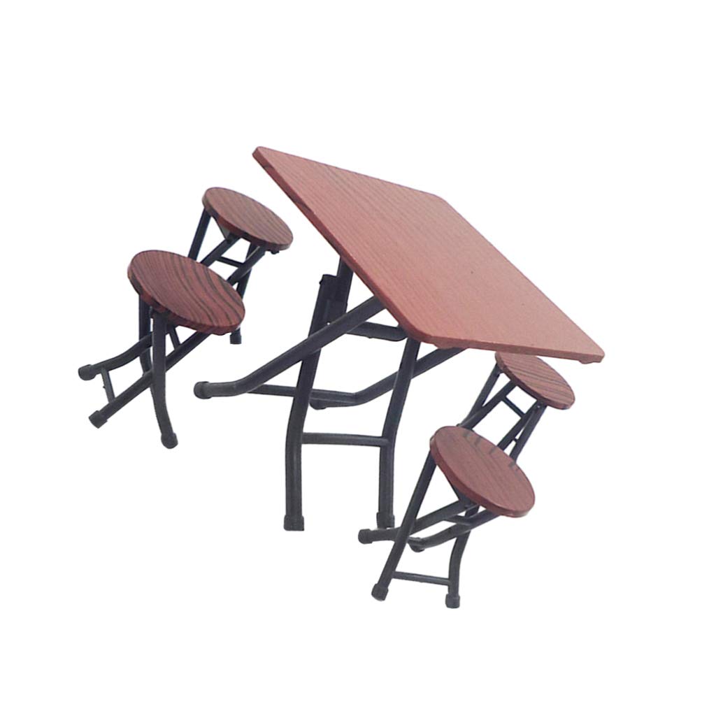FOMIYES Miniature Furniture Set - 5pcs Foldable Table & Chairs for Dollhouse, Mini House Model Accessories | Perfect for DIY Dollhouse Decor, Miniature Room Displays & Model Train Scenes