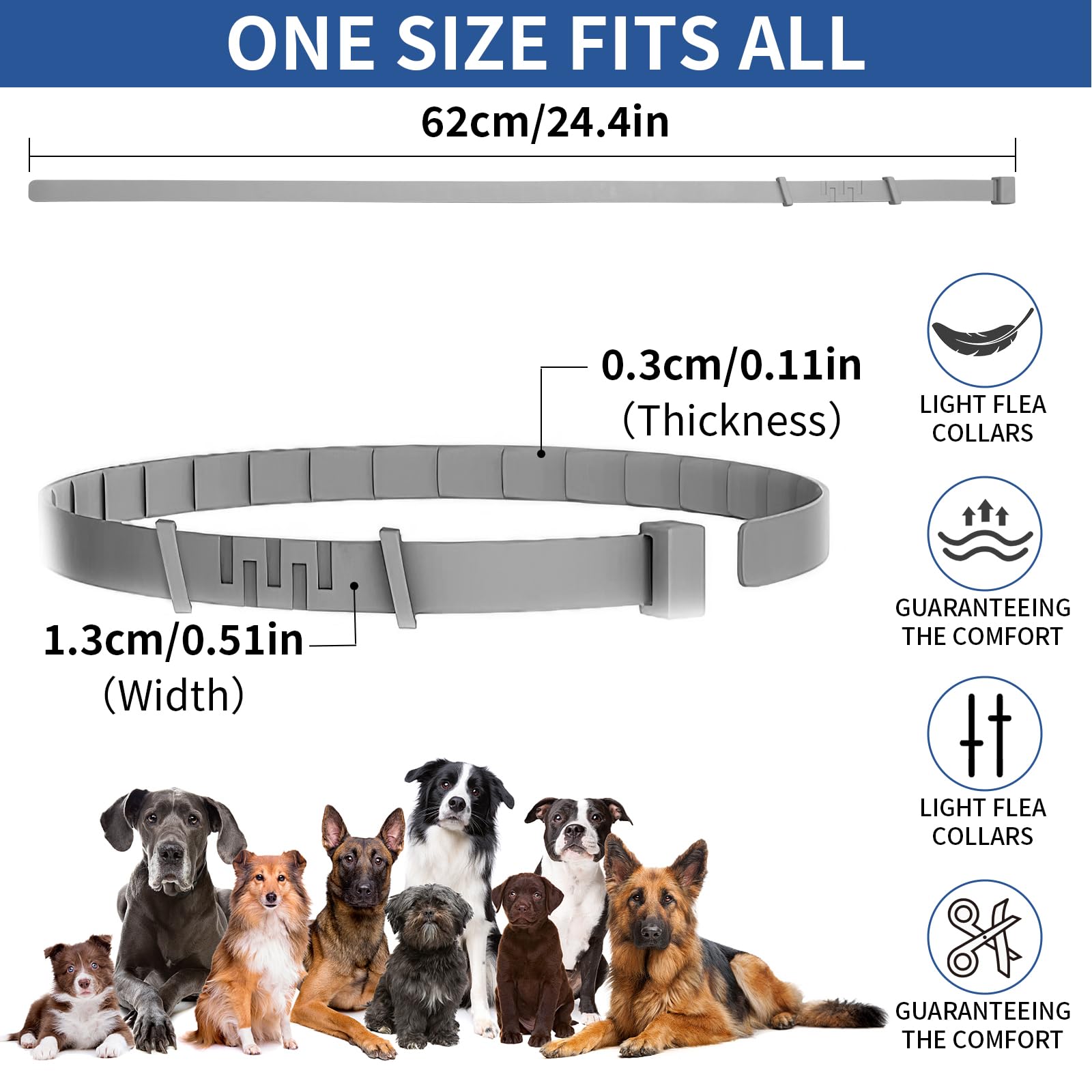 4 Pack Flea and Tick Collar for Dogs - 8 Month Protection, Adjustable & Waterproof Flea Collar for Dogs & Puppies, Flea & Tick Prevention Treatment (Pink, Black, Orange, Gray) - Perfect for Outdoor Adventures, Hiking, and Daily Walks