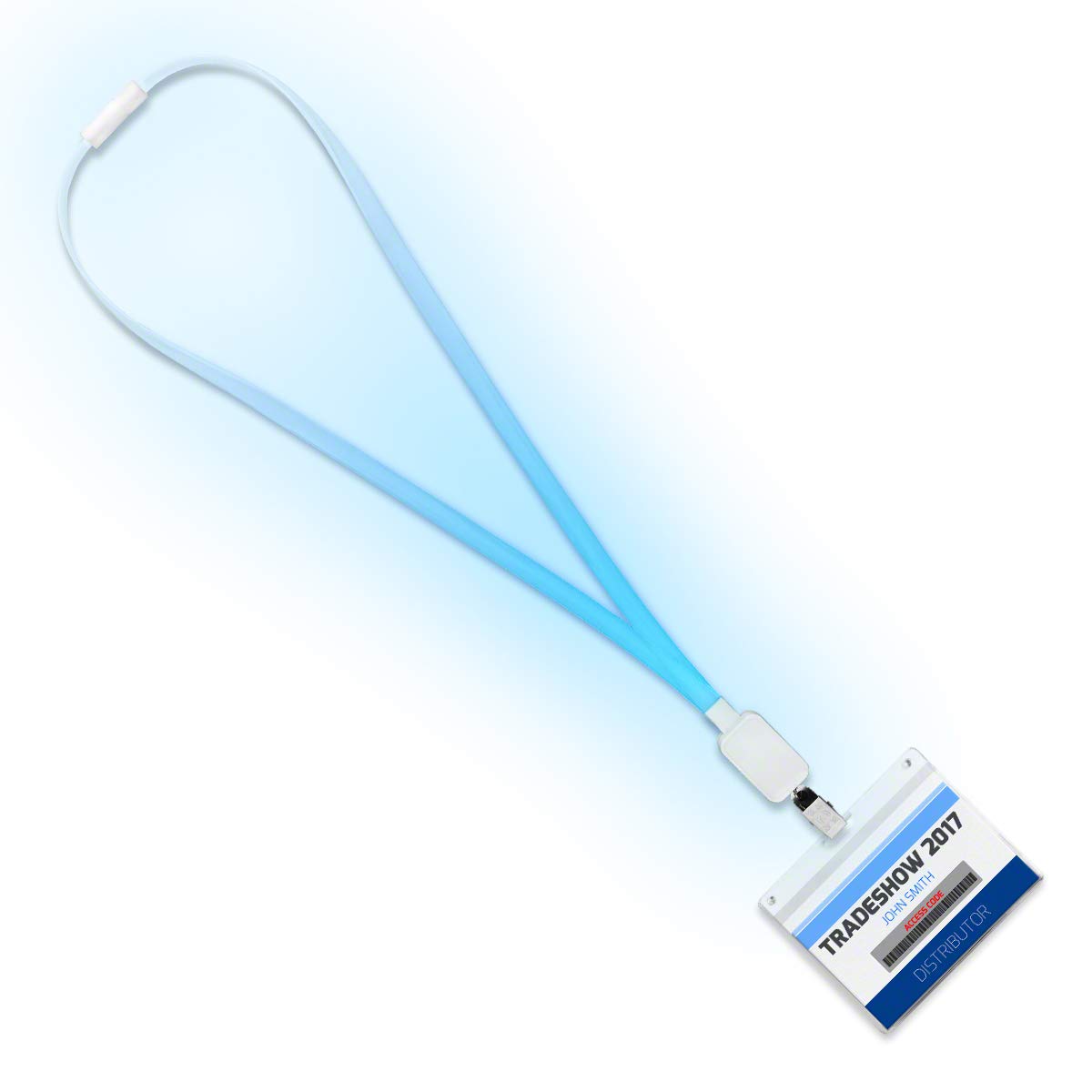 LED Light Up Lanyard Badge Holders (Blue) - Perfect for Events & Conferences