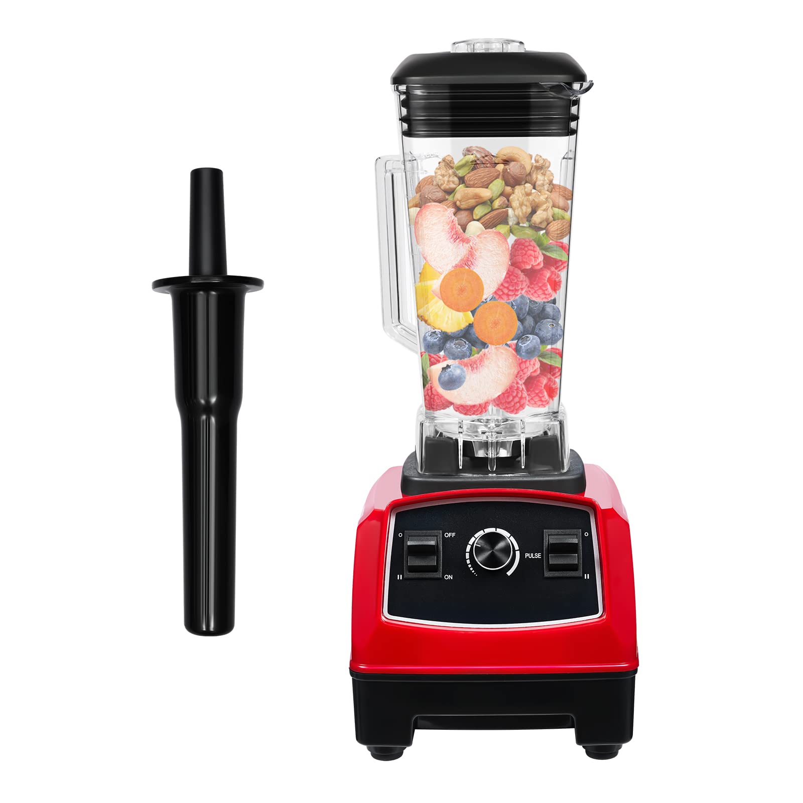 2200W Commercial Grade 2L Electric Countertop Blender - Heavy Duty Food Processor & Automatic Juicer with 10 Speed Settings - Perfect for Smoothies, Shakes, Baby Food & Kitchen Prep (Red)