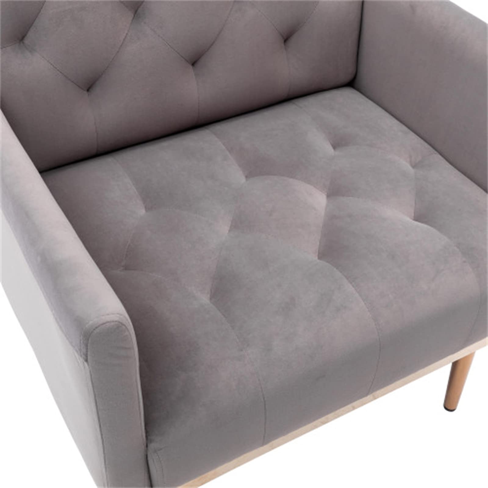 SZLIZCCC Square Velvet Accent Chair with Golden Metal Legs - Modern Single Sofa for Living Room, Bedroom, Coffee Shop & Reception Areas (Grey) - Perfect for Home Decor, Lounge Seating & Office Waiting Rooms