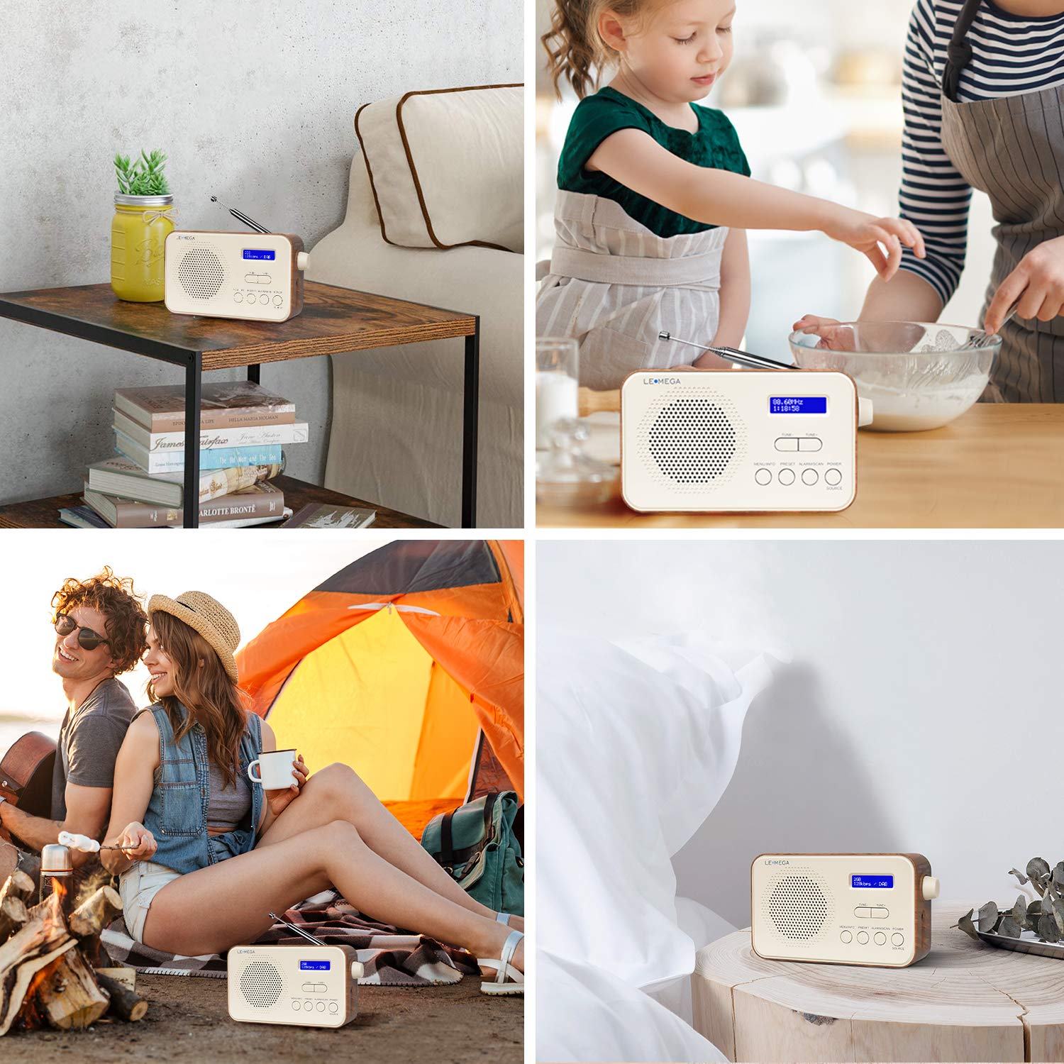 LEMEGA PR2 Portable Digital Dab/Dab+ FM Radio with Alarm Clock, 40 Preset Stations, Headphone Jack - Compact Pocket Size for Travel, Home, Office - Battery or Mains Powered (Walnut)