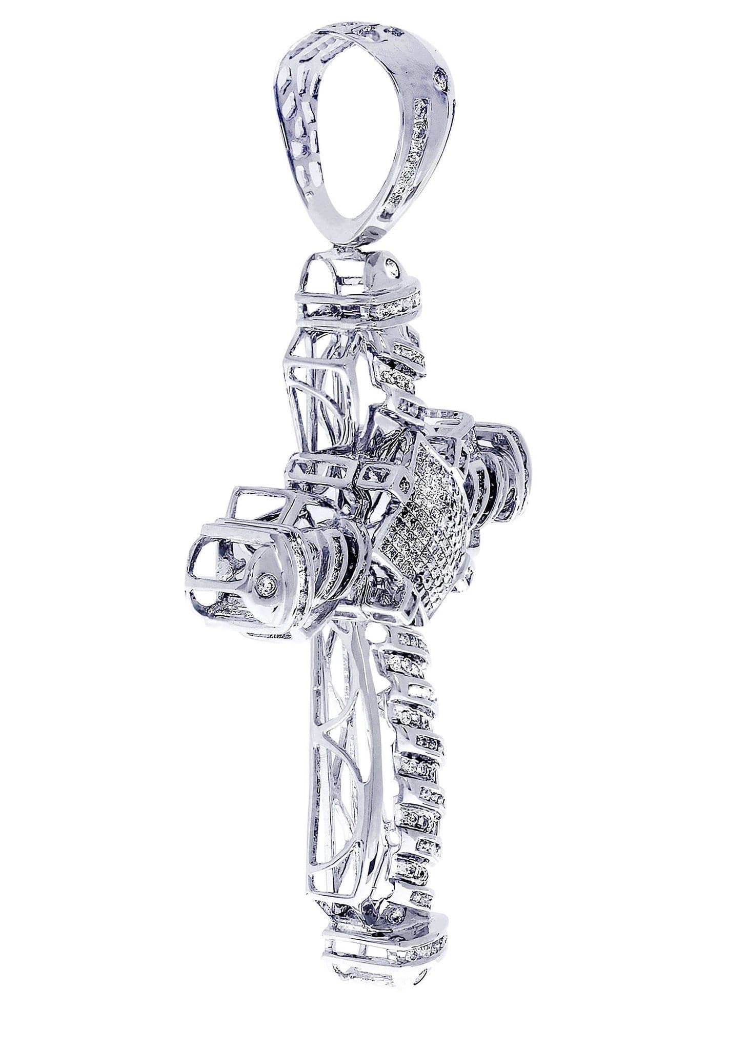 2.1 Carat Diamond Cross Pendant Necklace - 20.53 Grams Solid Gold Religious Jewelry for Women - Perfect for Baptism, First Communion & Special Occasions