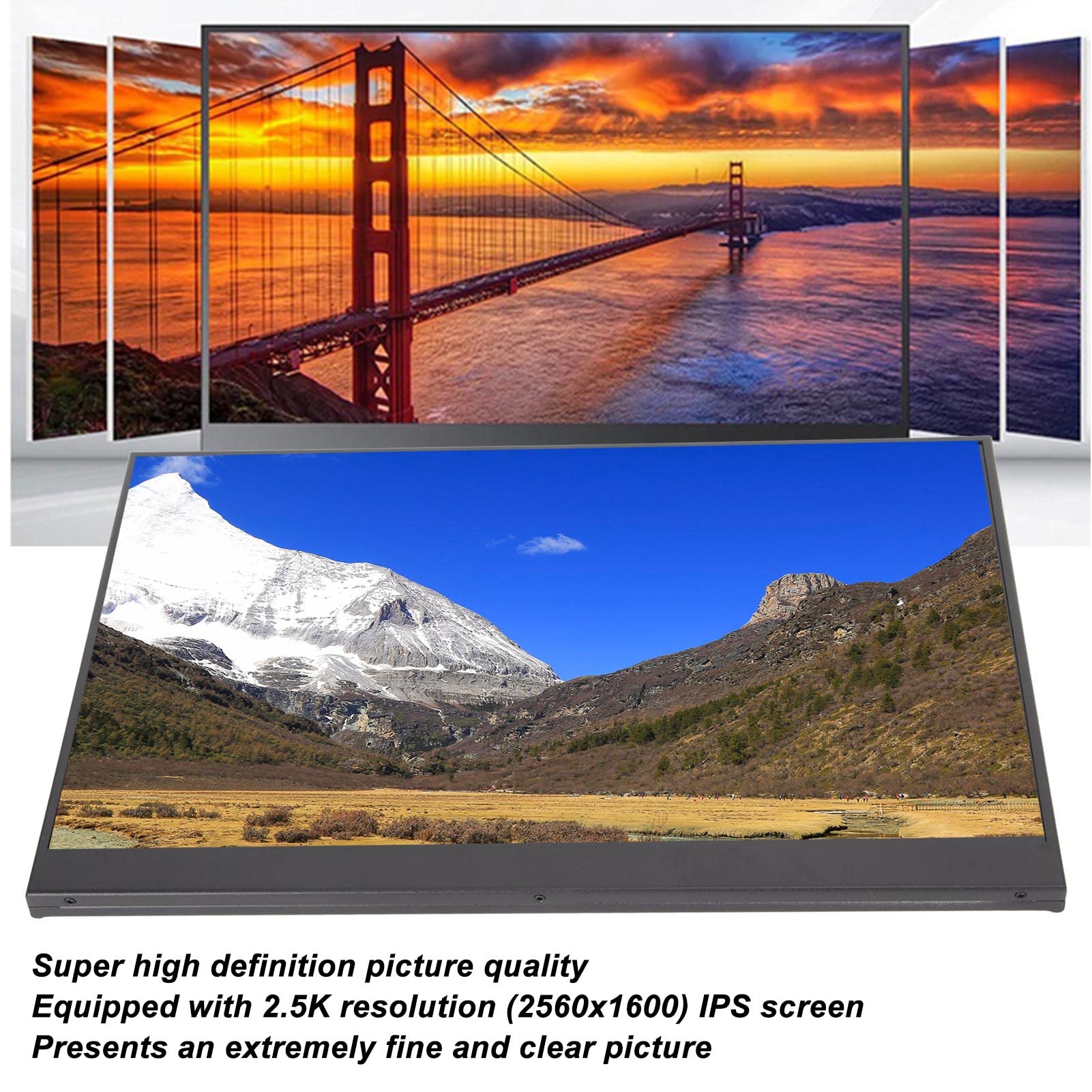 Yanmis 14 Inch Portable Monitor - Ultra Slim Full HD 1080P USB-C HDMI Gaming Laptop Screen with Built-in Dual Speakers | Perfect for Travel, Work, and Mobile Gaming