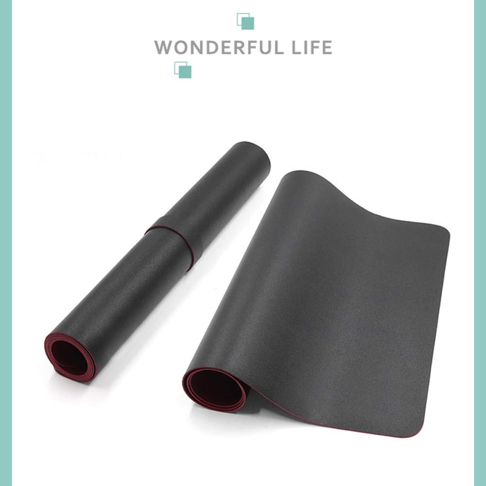 Non-Slip Waterproof Mouse Pad - Extra Large PU Leather Gaming Desk Mat (60x40cm/24x16in) - Solid Color Smooth Surface for Office, Work, Study & PC Gaming - Black Japanese Style Computer Accessory