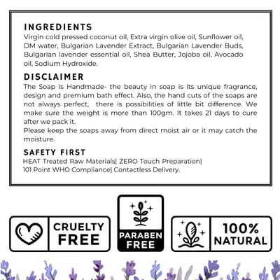 KEEF Bulgarian Lavender Soap Bar - Moisturizing Soap for Dry & Mature Skin with Lavender Essential Oil, Avocado Oil, Coconut Oil & Jojoba Oil - Perfect for Relaxing Bath, Spa Day & Sensitive Skin Care