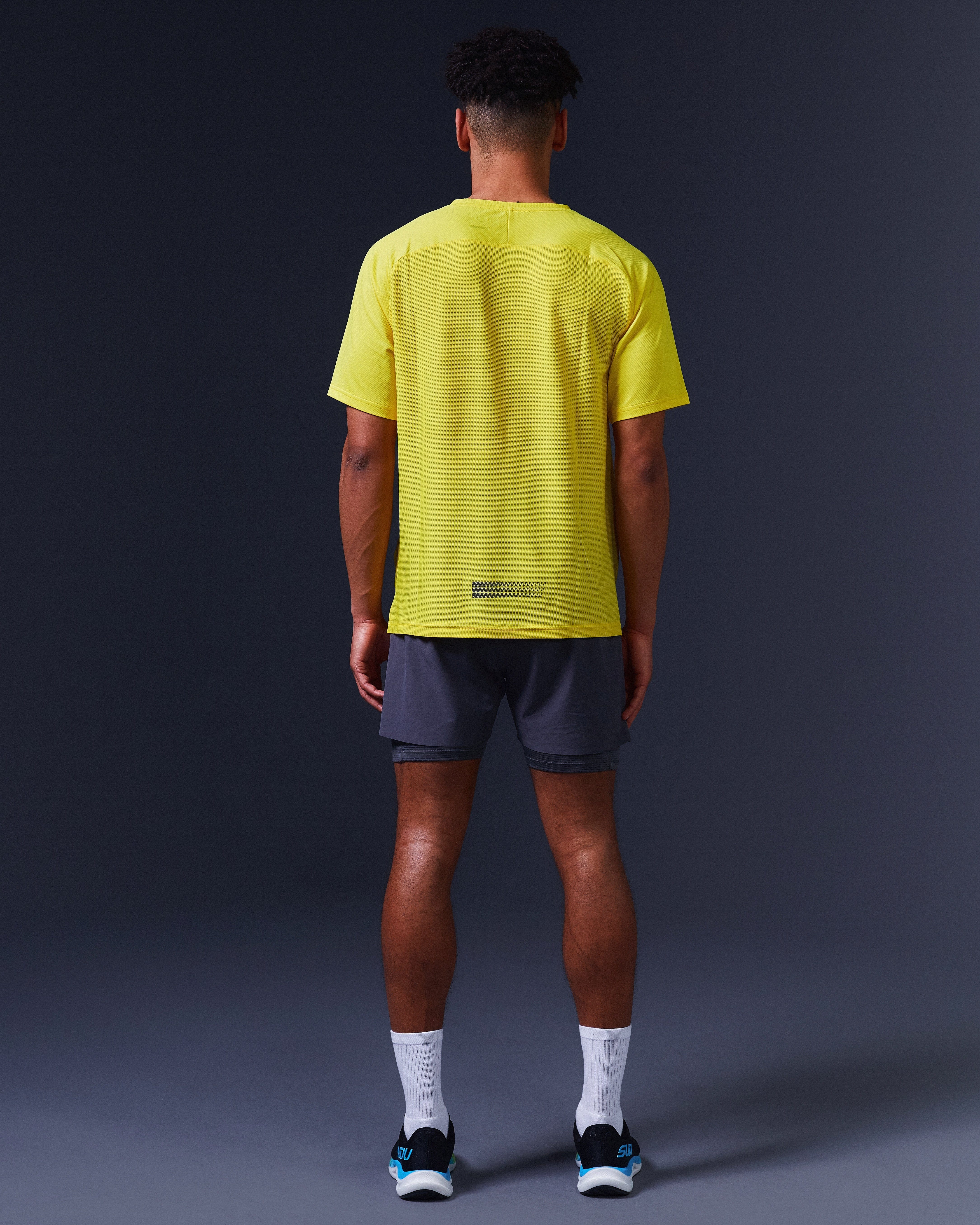 SRS 01 Athletic Running Shorts for Men - Breathable Quick-Dry Gym Workout Shorts with Pockets, Grey/Yellow | Perfect for Jogging, Training & Outdoor Sports