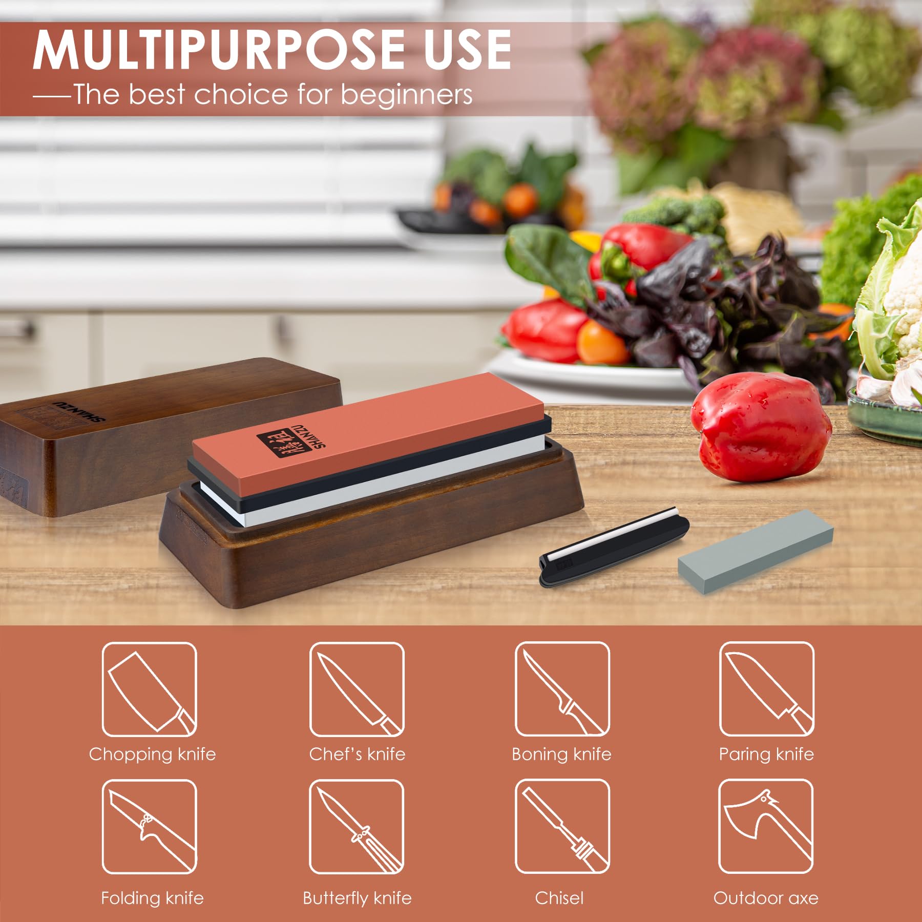 Premium 2-Piece Knife Sharpener Stone Set - 1000/5000 Grit Whetstone with Non-Slip Silicone Base & Angle Guide - Professional Knife Sharpening Kit for Kitchen, Hunting & Chef Knives - Perfect for Home Cooks & Professional Chefs