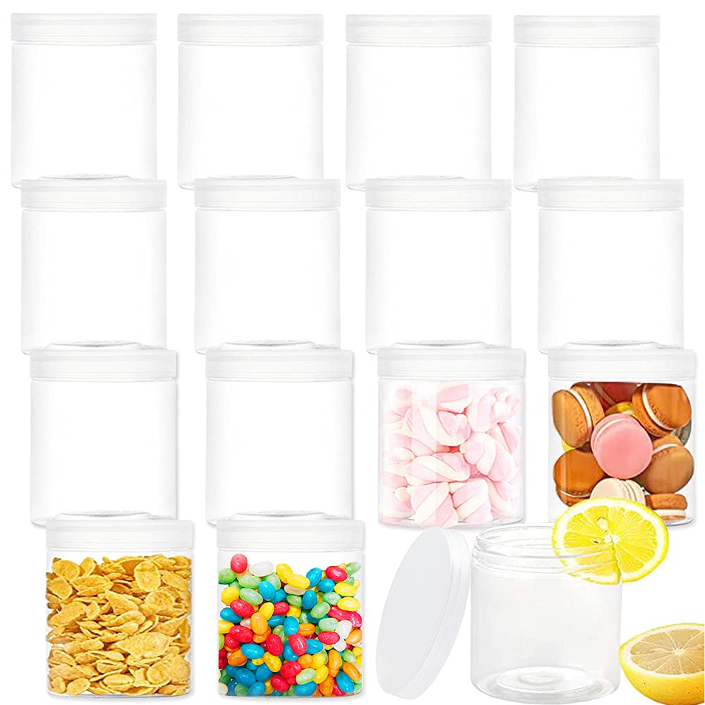 15-Pack 6 oz Clear Plastic Round Storage Jars with Lids - Airtight Containers for Dry Food, Beads, Jam, Slime & Cosmetics | Perfect for Kitchen Pantry, Craft Supplies & DIY Projects