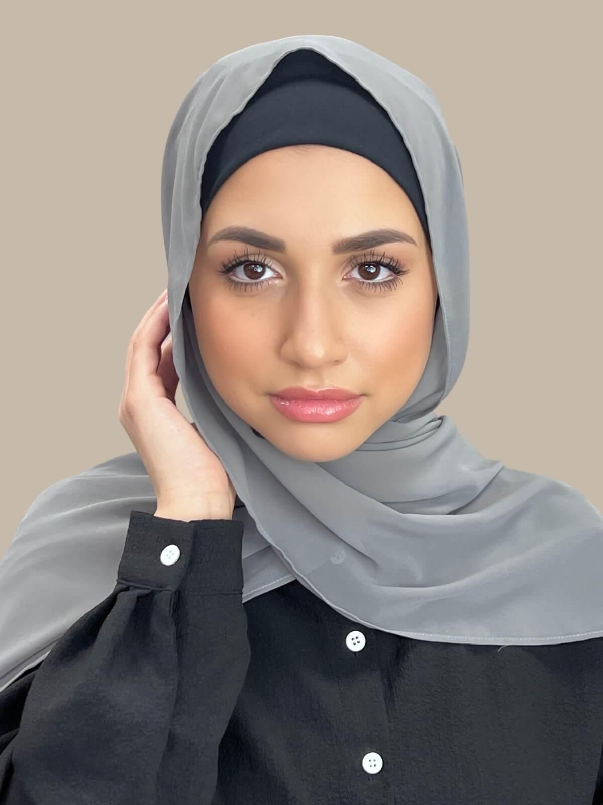 Luxury Chiffon Hijab Scarf - Frost Grey Shawl for Women - Perfect for Prayer, Fashion & Everyday Wear