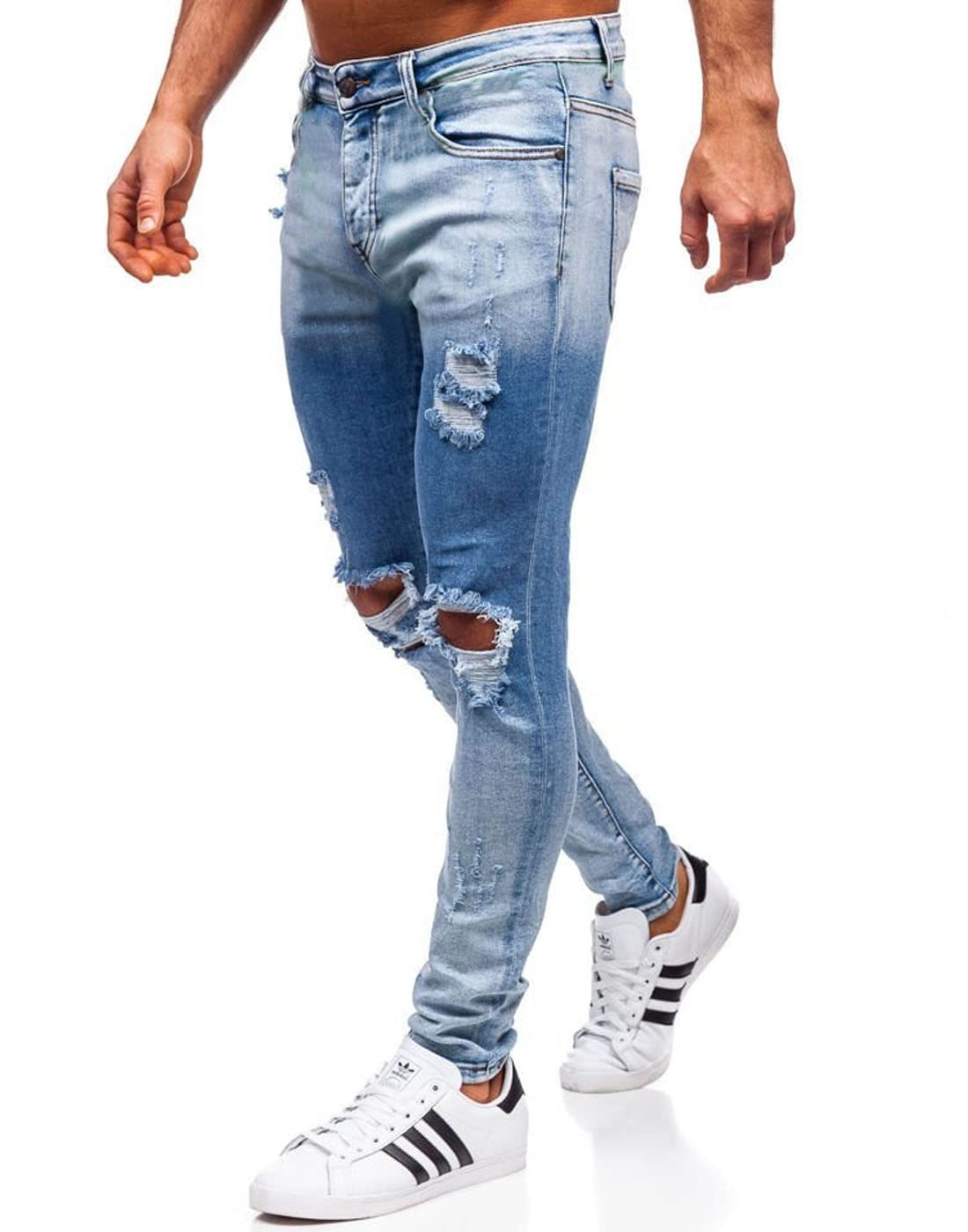 HUNGSON Men's Ripped Skinny Jeans - Stretch Slim Fit Denim Pants for Men | Comfortable & Stylish for Casual Wear, Night Out & Street Fashion