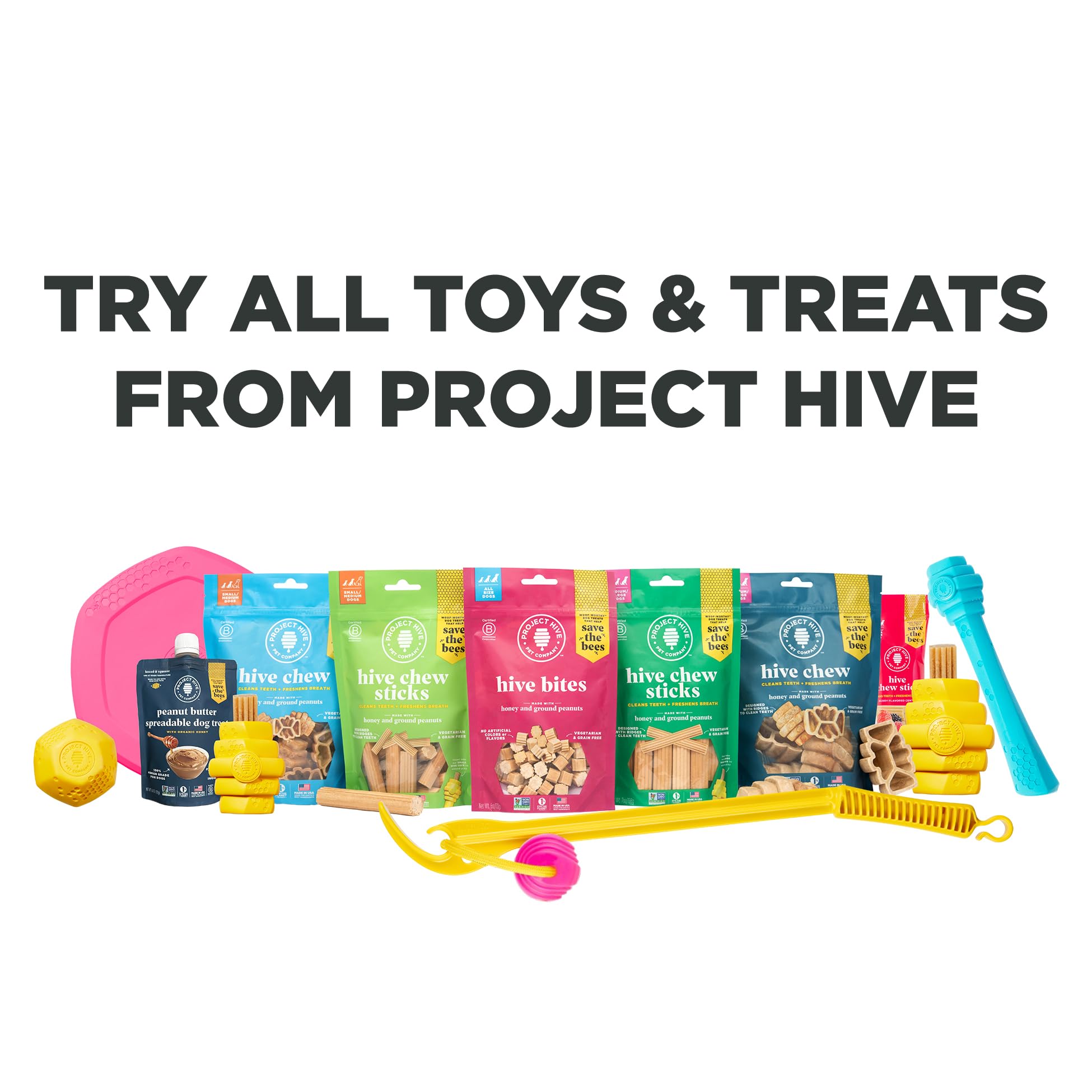 Healthy Non-GMO Peanut Butter Flavored Hive Treats for Dogs - Natural Vegetarian Chews Made in USA, Ideal for Large Breeds - Perfect for Training Rewards & Dental Health Care