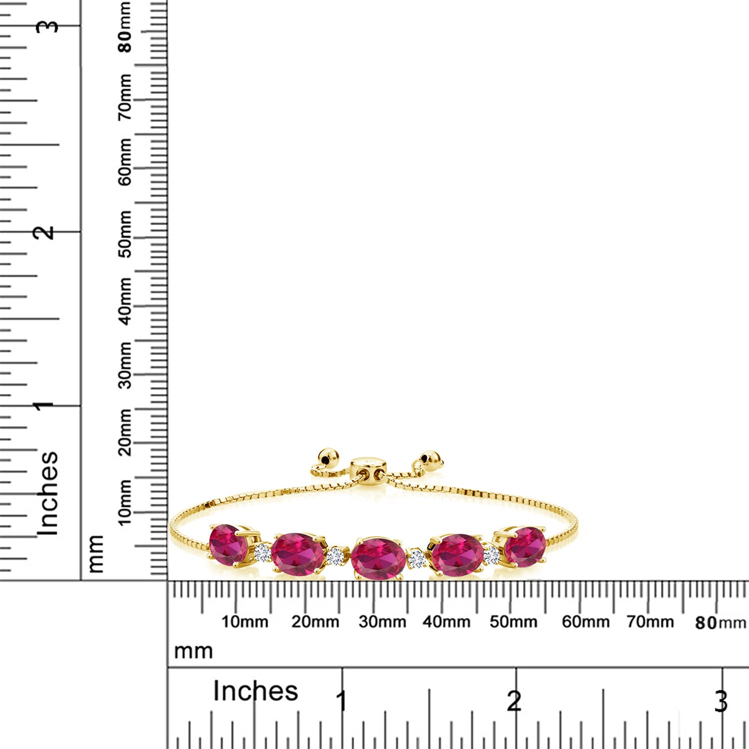 7.76 Ct Lab-Created Ruby & E-F Color Diamond 18K Gold Plated Silver Bracelet for Women | Elegant Jewelry Gift for Anniversary, Birthday & Special Occasions