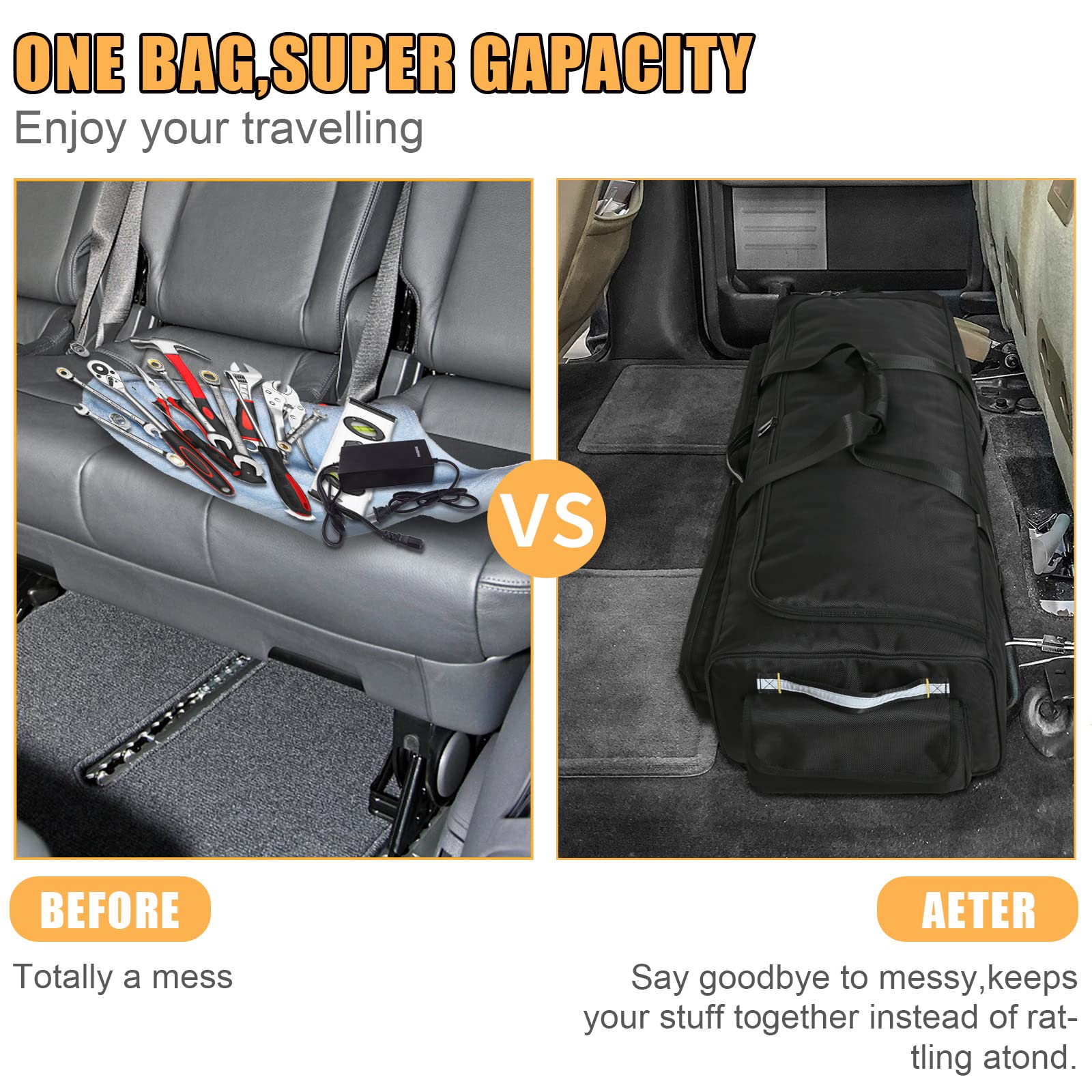 Under Seat Storage Bag for SuperCrew Cab Trucks - Underseat Organizer with 4 Removable Dividers & Anti-Slip Bottom - Truck Tool Box Fits Full Size Crew Cabs - Perfect for Organizing Tools, Gear & Accessories While Driving or Camping