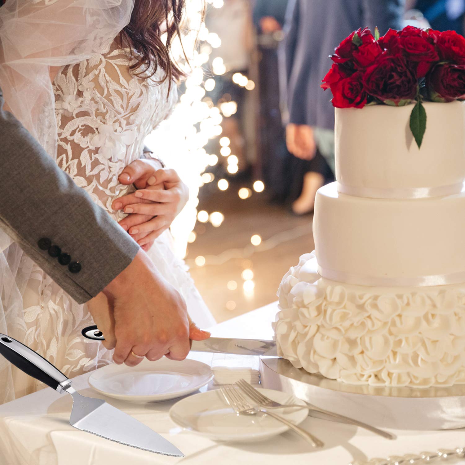 Premium Stainless Steel Cake Cutting Set - Wedding Cake Knife & Server, Pie Spatula - 2-Piece Durable Cake Cutter for Weddings, Birthdays & Special Occasions - Perfect for Cake Serving & Dessert Presentation