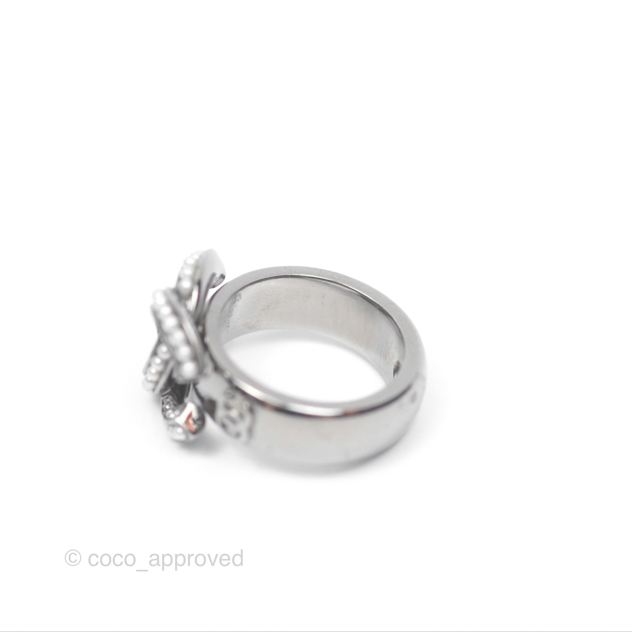 Chanel CC Ring Brushed Silver Tone 10A - Elegant Fashion Jewelry for Women | Perfect for Parties, Weddings & Date Nights