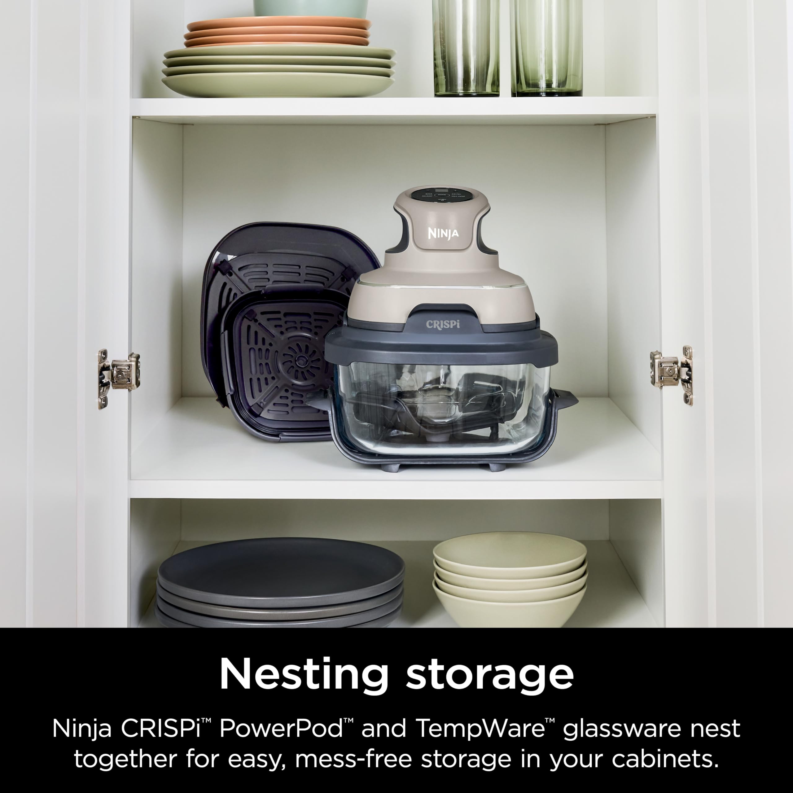Ninja Crispi Air Fryer - 4QT & 6 Cup Glass Containers with Lids | Microwave, Freezer & Dishwasher Safe | Non-Toxic Portable Cooking System for Air Frying, Baking & Meal Prep | Perfect for Small Kitchens, Dorms & RV Cooking