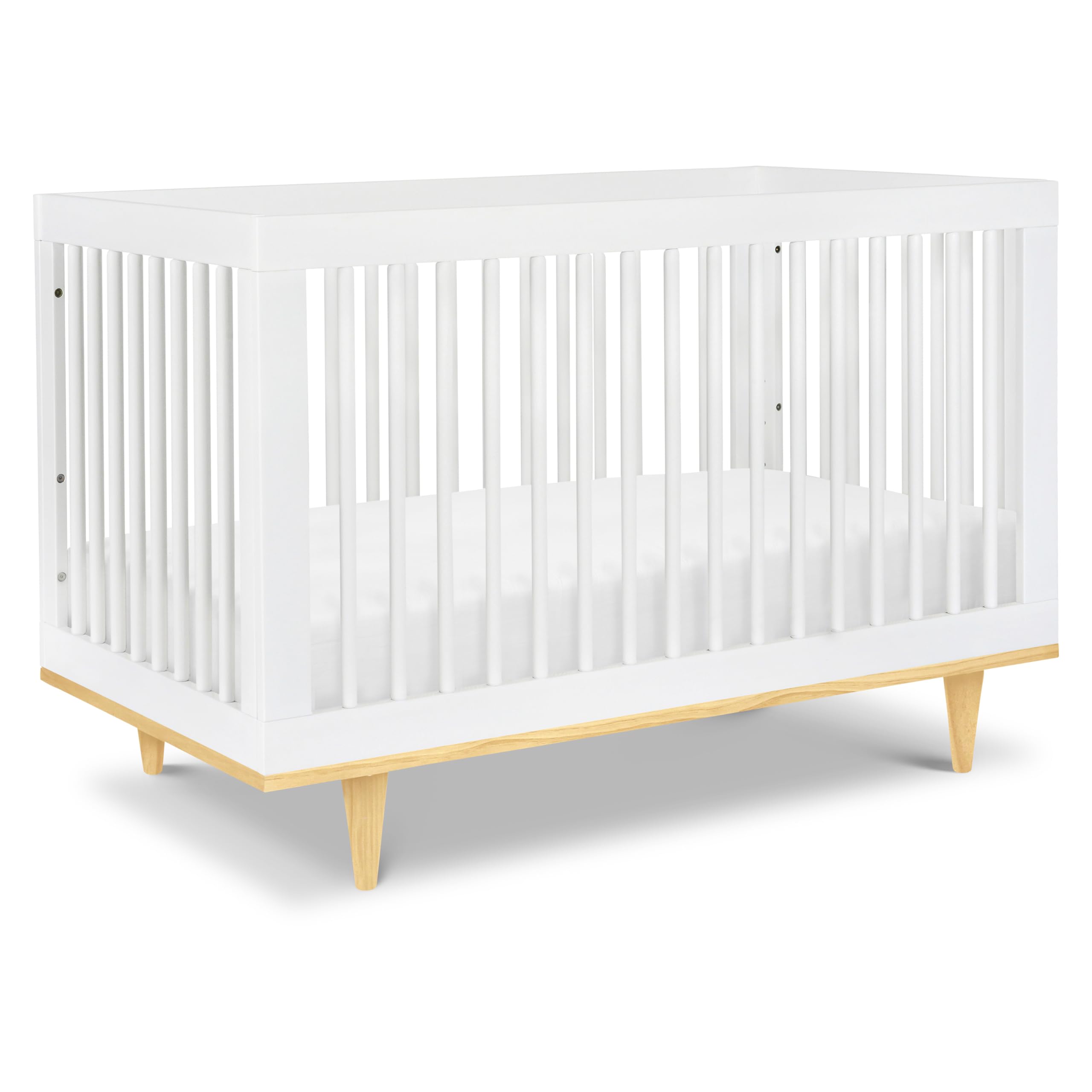 DaVinci Marley 3-in-1 Convertible Baby Crib to Toddler Bed & Daybed - GREENGUARD Gold Certified, 4 Adjustable Mattress Heights, Durable White Finish with Natural Wood Legs - Perfect for Nursery, Bedroom Transition & Guest Room Use