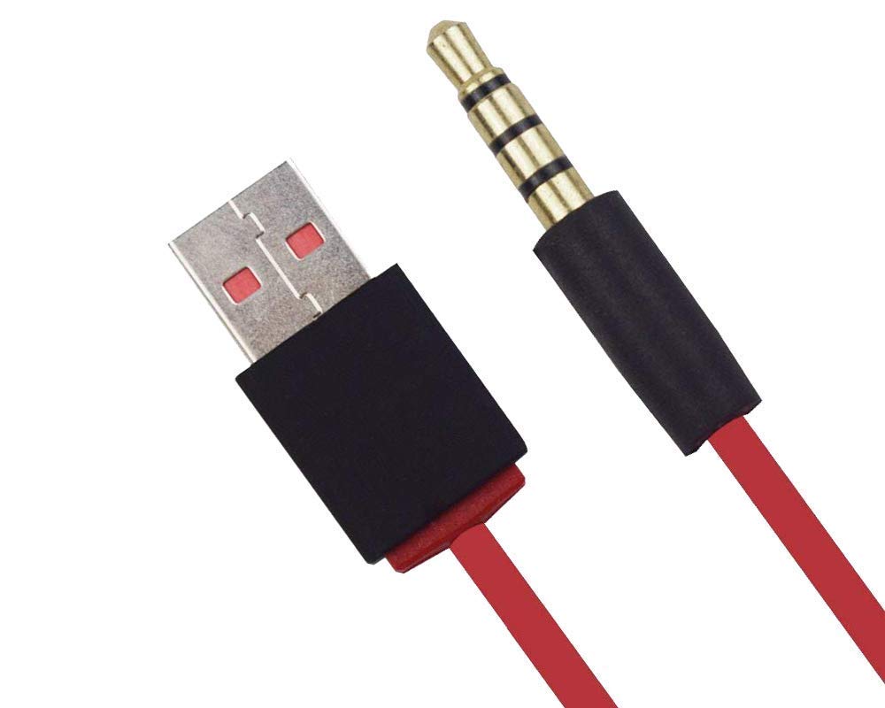 Replacement 3.5mm USB Charger Cable for Beats by Dre Studio & Solo Wireless Headphones - Power Supply Cord (Red) | Perfect for Travel, Workouts & Home Use