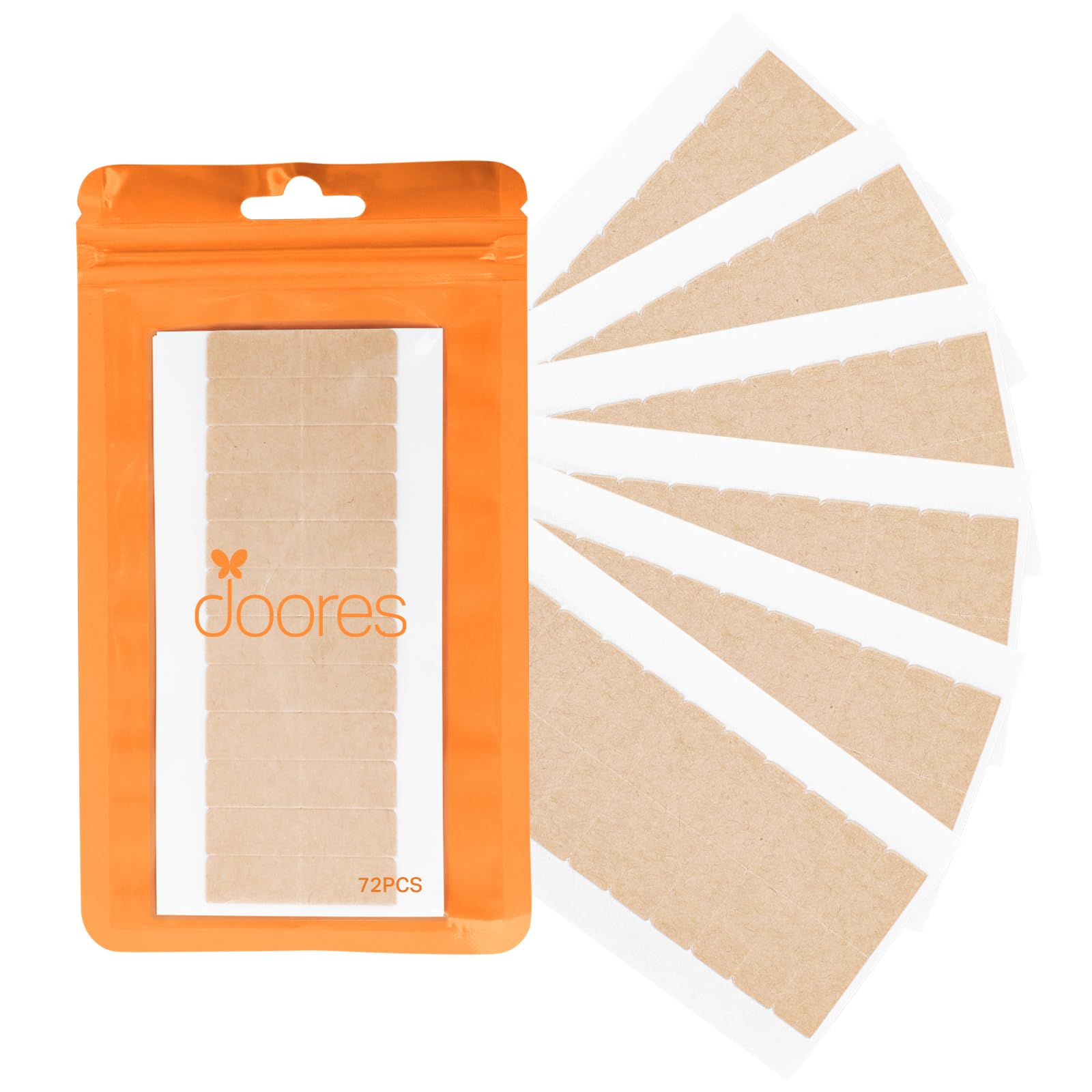 DOORES Hair Extension Tape Tabs - 72pcs Double Sided Invisible Adhesive Strips for Seamless Hair Extensions | No Residue, Transparent, 4 x 0.8 cm (1.57 x 0.31 inch) | Perfect for Daily Wear, Special Occasions & Salon Use
