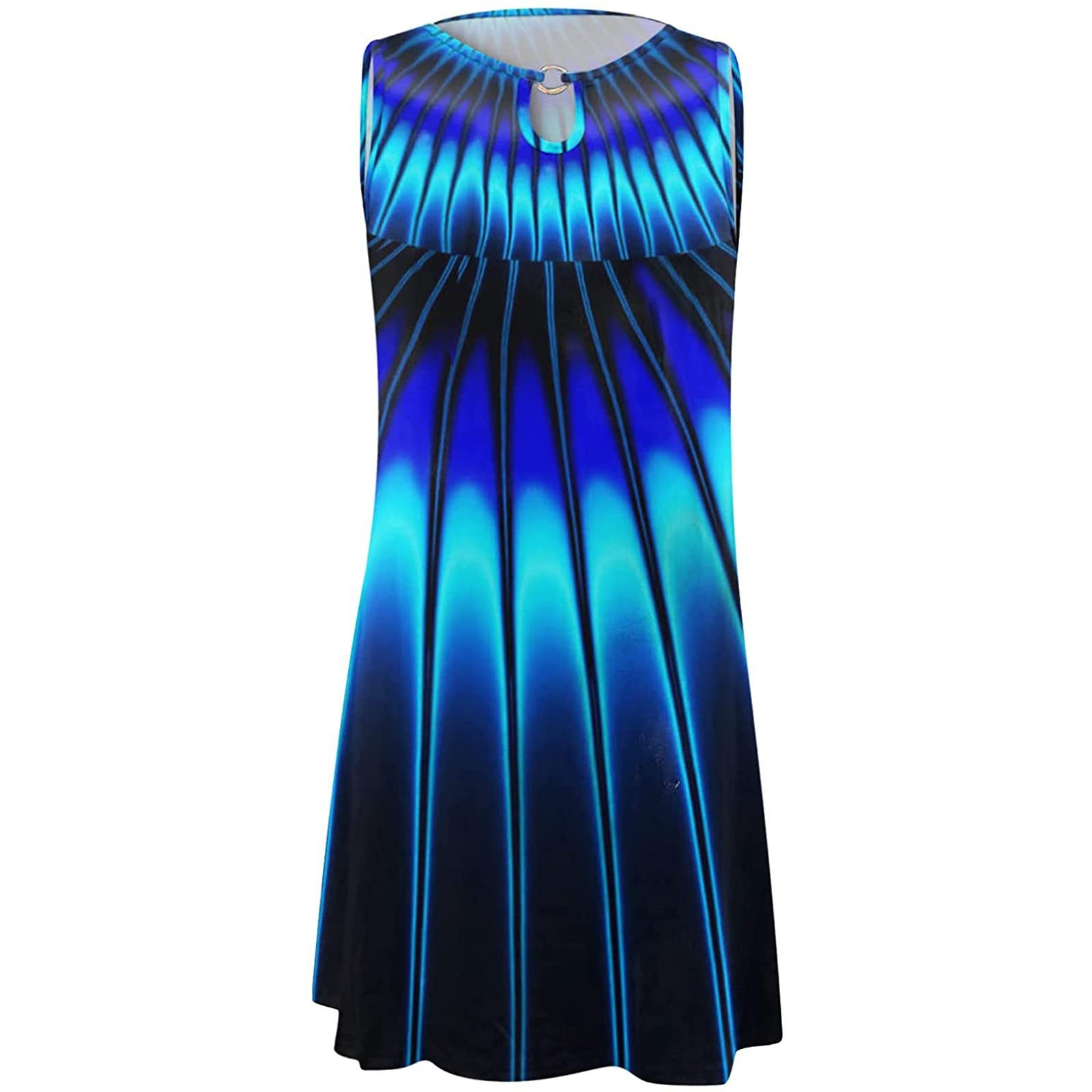 2023 Women's Summer Maxi Dresses - Fashion Floral Print Sleeveless Loose Midi Dress with Hollow Out Design | Perfect for Beach Vacations, Casual Outings & Summer Parties