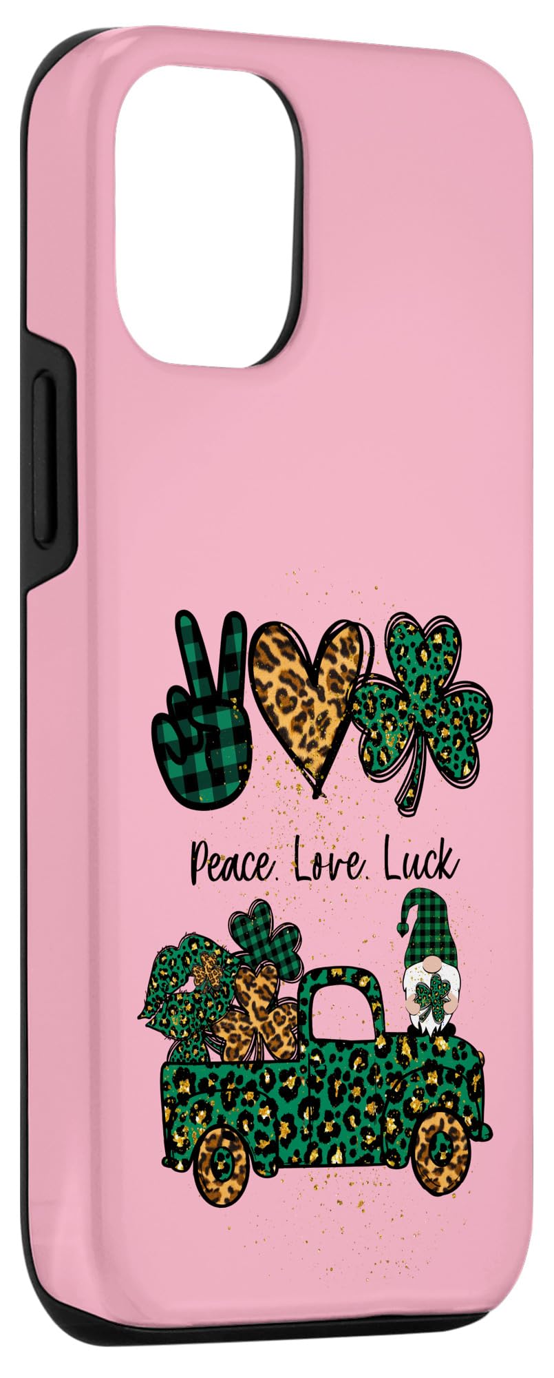 iPhone 12/12 Pro St. Patrick's Day Truck Case - Cute Gnome Design with Peace Love Luck Theme for Women | Perfect for Irish Festival, Party & Daily Use