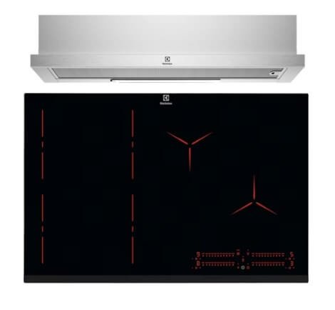 Electrolux ECP9541X 90cm UltimateTaste 300 Pull Out Extractor Hood & EIP8546 80cm Built-In Flexi Bridge Induction Hob - Premium Kitchen Combo for Modern Cooking & Ventilation