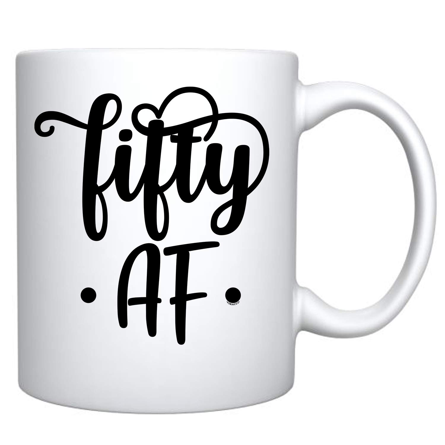 Veracco Fifty AF 50th Birthday Ceramic Coffee Mug - Funny 'Fifty and Fabulous' Gift for Men & Women - 15oz White Ceramic Cup - Perfect for Office, Home & Retirement Celebrations