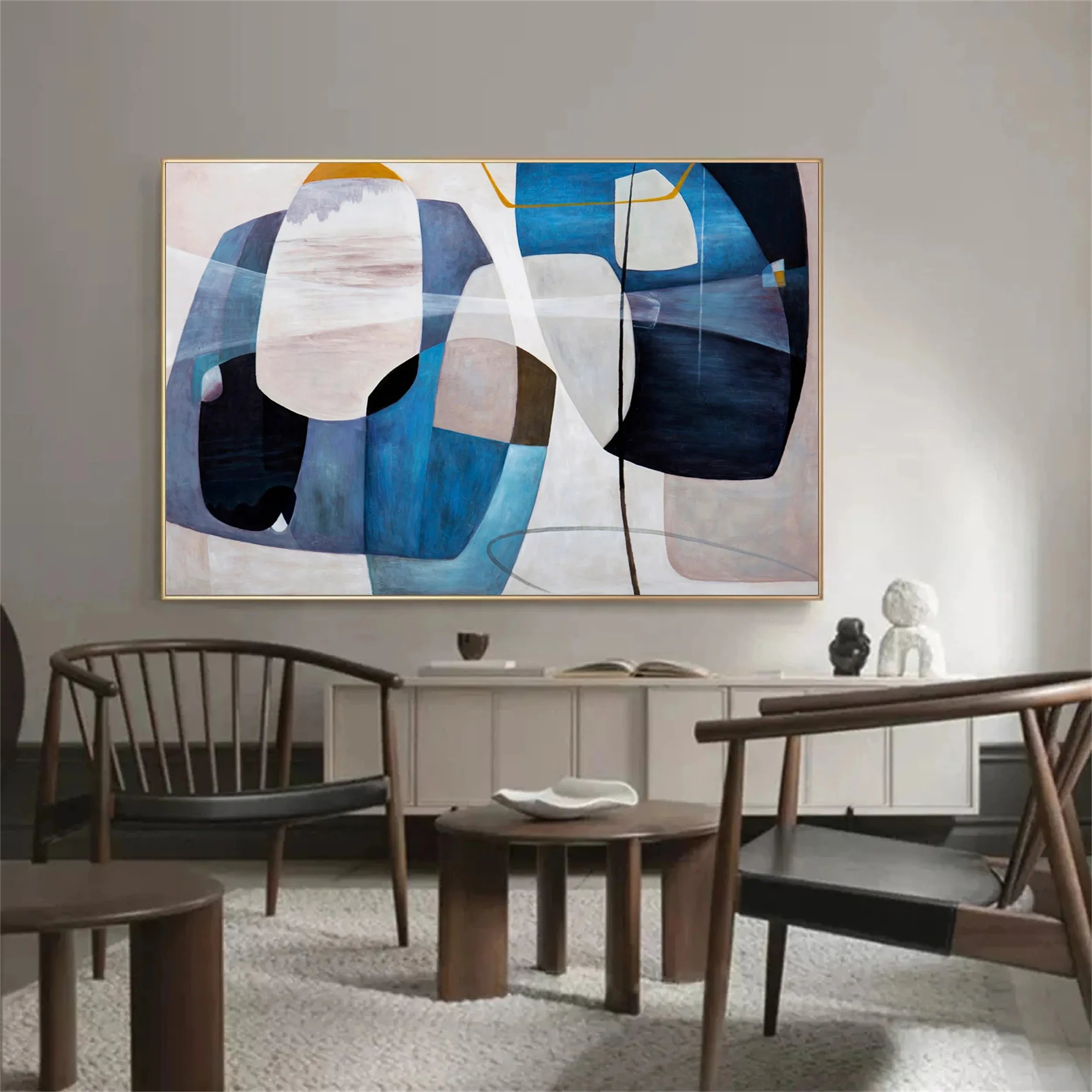 Abstract Blue & Green Canvas Wall Art Set of 2 - Modern Home Decor for Living Room, Bedroom & Office | BG077