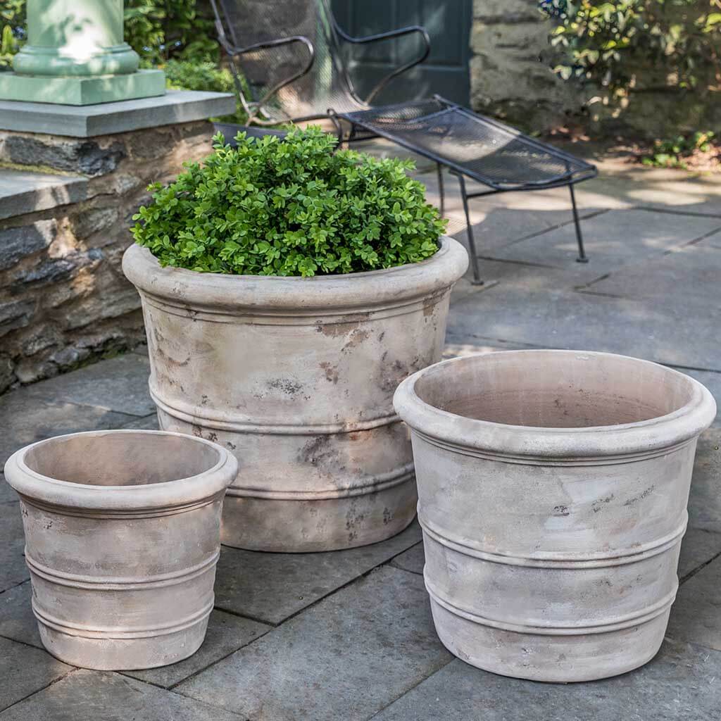 Campania International Classic Orangerie Planter Set of 3 - Antico Terra Cotta Flower Pots for Indoor & Outdoor Garden Decor