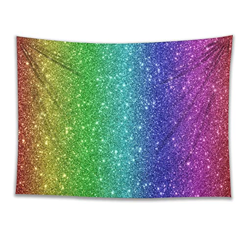 Customizable Rainbow Glitter Tapestry Wall Hanging - Sparkling Bohemian Decor for Bedroom, Living Room & Dorm | Perfect for Hippie Aesthetic & Festival Home Decor