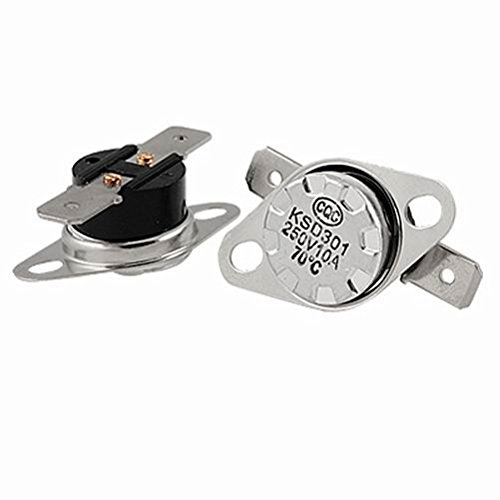 5-Pack KSD301 250V 10A 70°C NC Temperature Control Switch Thermostat - Perfect for Water Heaters, Coffee Makers & HVAC Systems