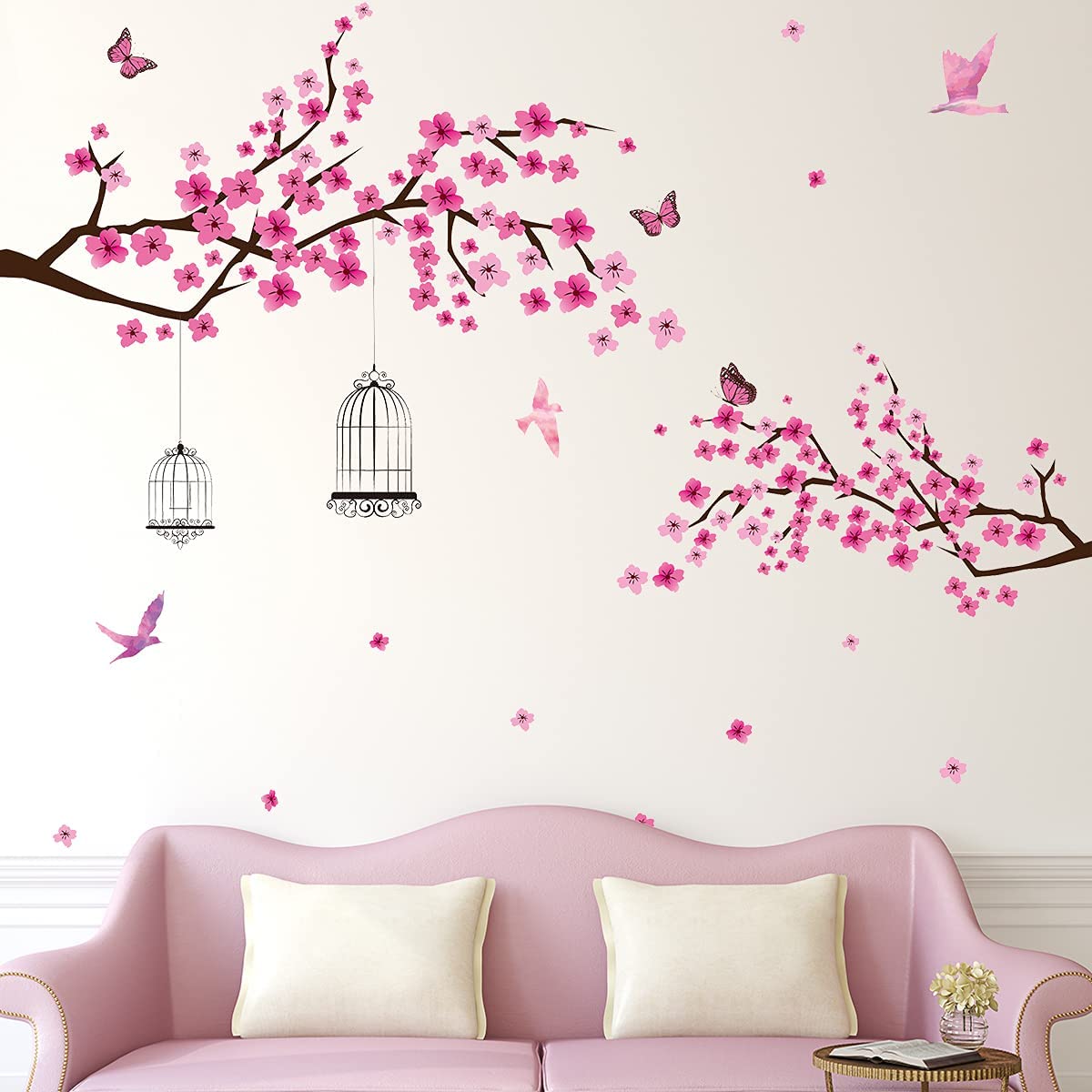 Cherry Blossom Wall Decals - Peel and Stick Floral Wall Stickers | Removable Pink Flower Murals for Girls Bedroom, Living Room & Office Decor | Perfect for Spring Home Decor & Nursery Wall Art