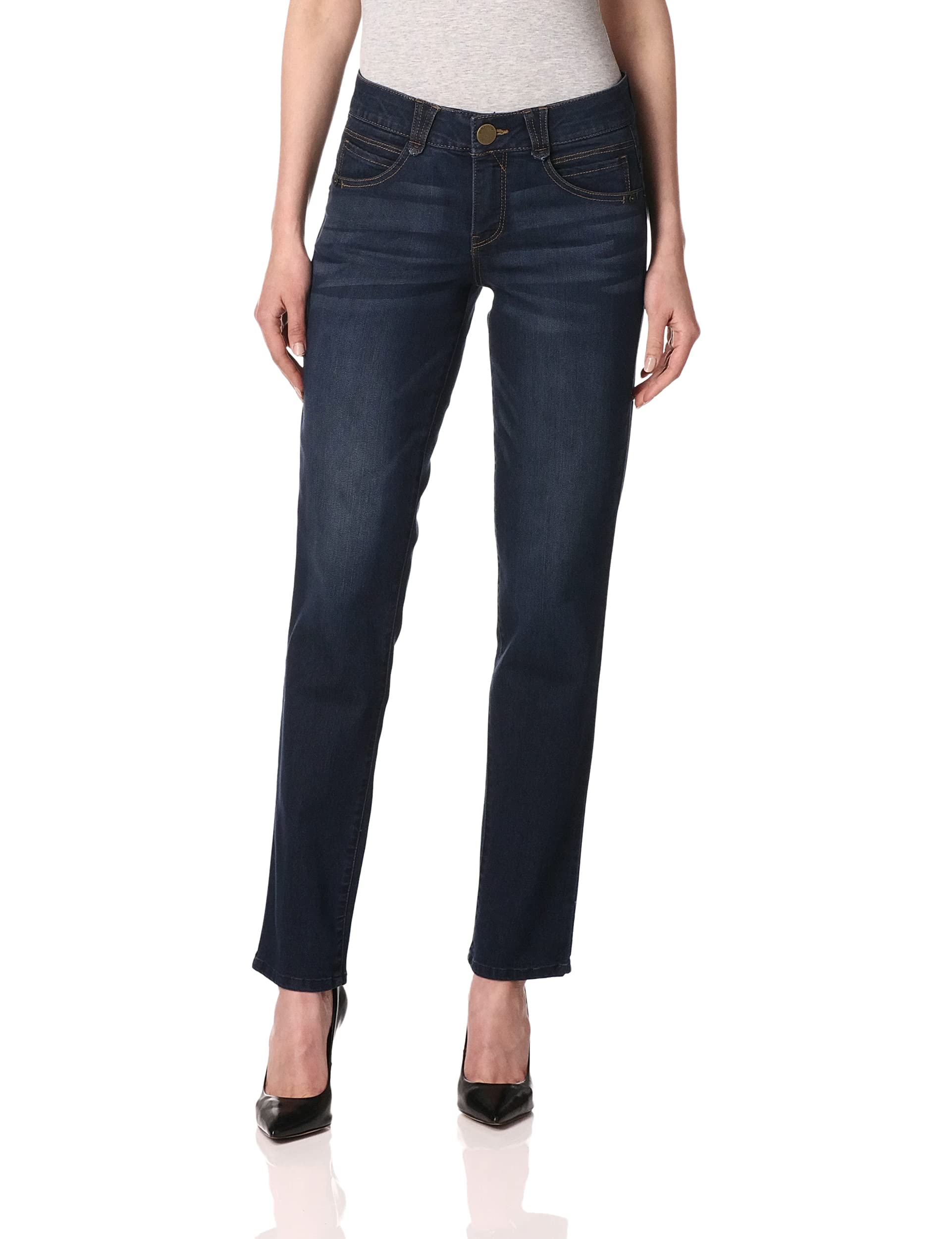 Democracy Women's Ab Solution Straight Leg Jean - Slimming High Waist Denim Pants for Comfort & Style | Perfect for Casual Outfits, Work & Everyday Wear