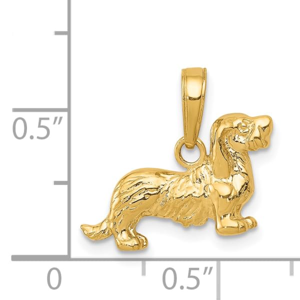 14K Solid Yellow Gold Long Haired Dachshund Dog Pendant Necklace - Dainty Pet Lover Jewelry Gift for Women - Perfect for Everyday Wear & Special Occasions