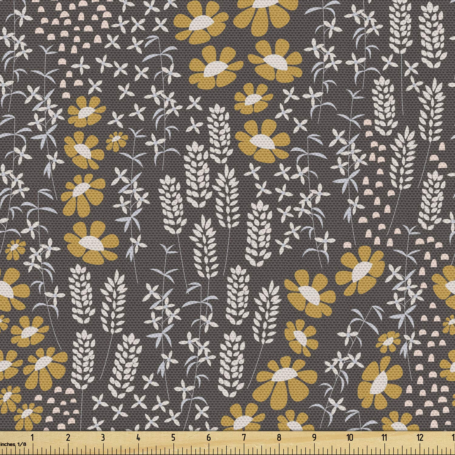 Ambesonne Floral Fabric by The Yard - Vintage Spring Flowers Hand Drawn Print Decorative Upholstery Fabric for Sofa, Curtains & Home Decor (10 Yards, Yellow) | Perfect for DIY Projects, Pillow Covers & Table Runners