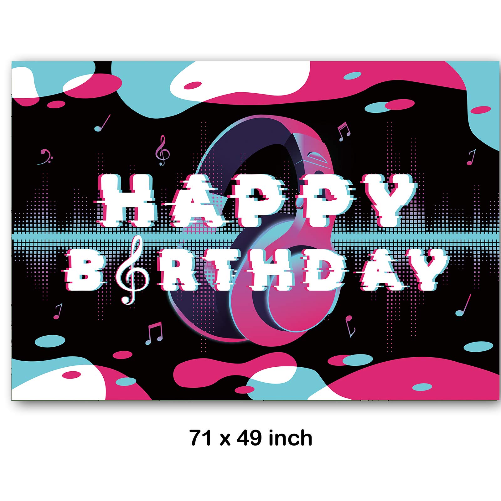Music Theme Birthday Party Decorations - 71x49 Inch Happy Birthday Banner Backdrop for Boys & Girls, Wall Decor, Photo Booth Props - Perfect for Music Video Parties, Classroom Celebrations & Baby Showers