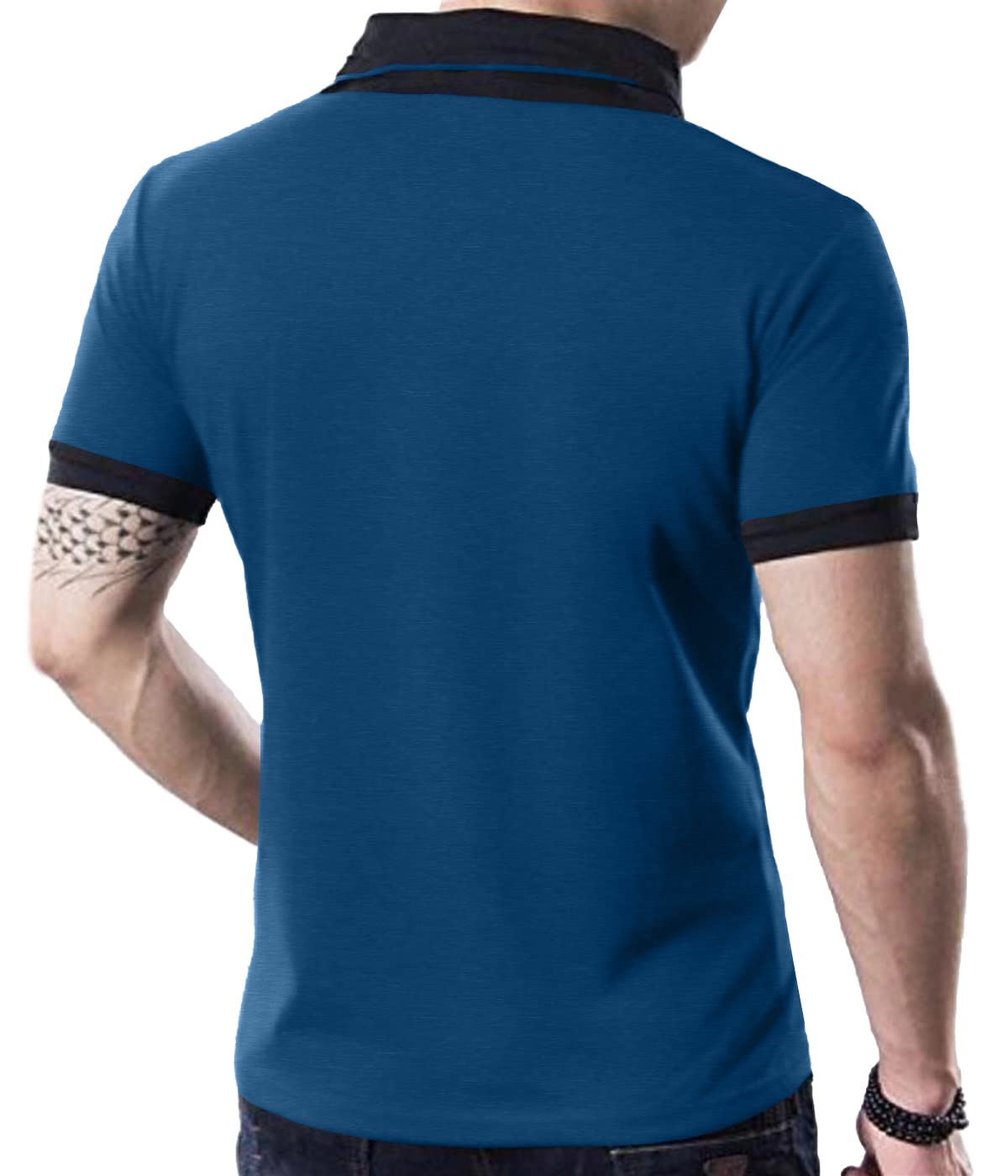 YTD Men's Cotton Casual V-Neck Button Slim Fit Muscle Tee - Short Sleeve T-Shirt for Gym, Workout & Everyday Wear