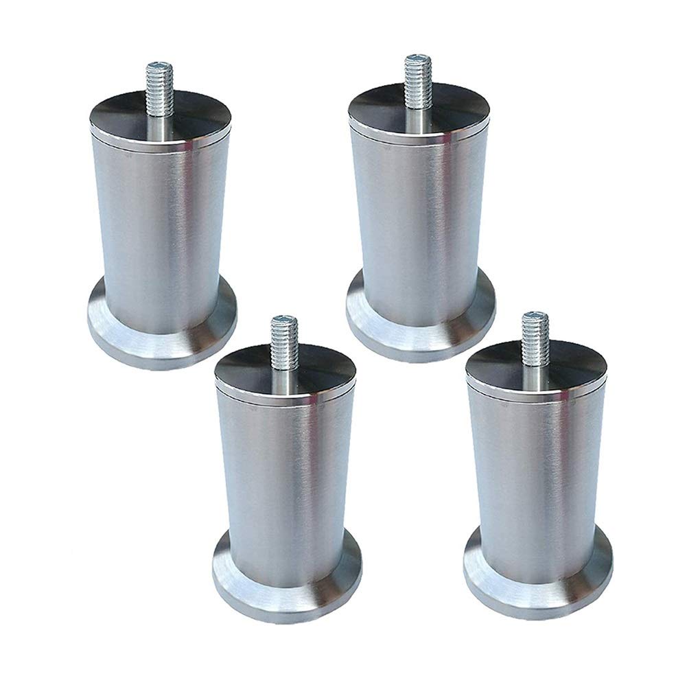 4 Pack Adjustable Stainless Steel Furniture Legs - M8 Threaded Rod, 5mm Height Adjustment for DIY Coffee Tables, Sofas, Cabinets & Beds - Perfect for Glass Table Bases (15cm) - Home Office & Living Room Upgrade