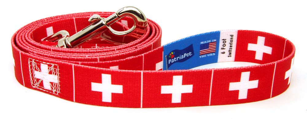 Switzerland Flag Dog Leash - Durable & Safe Pet Walking Lead for National Holidays, Special Events & Daily Use - 4ft or 6ft Length Options - Perfect for Patriotic Celebrations, Outdoor Adventures & City Walks