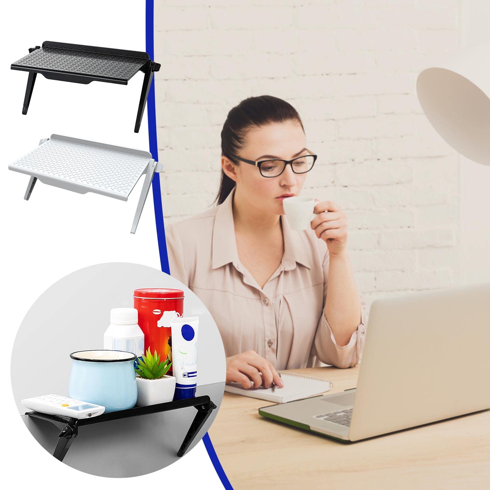 TZNBGO 360° Adjustable Multifunctional Storage Rack - Organizer for Router, Computer Monitor, TV Set-top Box | Space Saving Home & Office Desk Accessory (White)