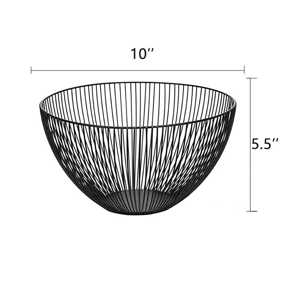 Stainless Steel Wire Fruit Basket - Round Metal Fruit Bowl for Kitchen Countertop | Durable & Stylish Fruit Holder for Apples, Bananas, Oranges | Perfect for Dining Table, Pantry Organization & Fresh Produce Display
