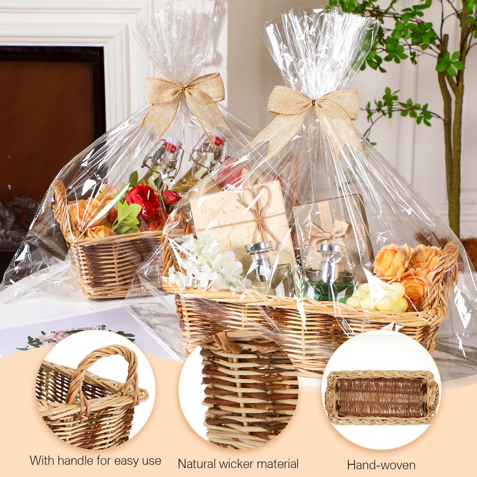 3-Piece Wicker Gift Basket Set with Handles - DIY Storage for Nurse & Teacher Gifts