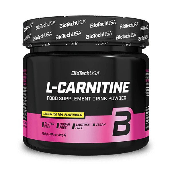 BioTechUSA L Carnitine Drink Powder - Lemon Ice Tea Flavor 150g | Energy Booster for Workout & Weight Loss | Pre-Workout & Post-Workout Supplement for Athletes