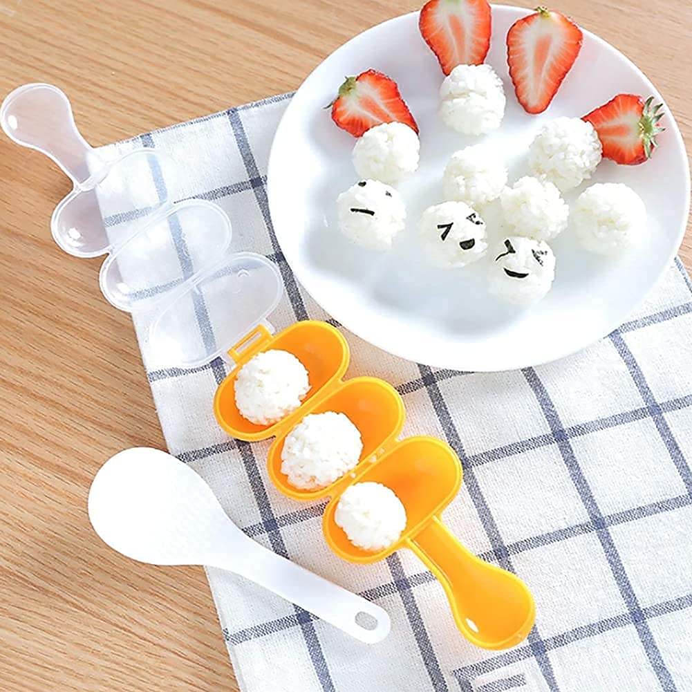 PicoGGO Rice Ball Maker Kit with Mini Scoop - Large DIY Sticky Rice Mold & Sushi Roll Shaker for Kids (Yellow) - Perfect for Bento Boxes, School Lunches & Japanese Cooking