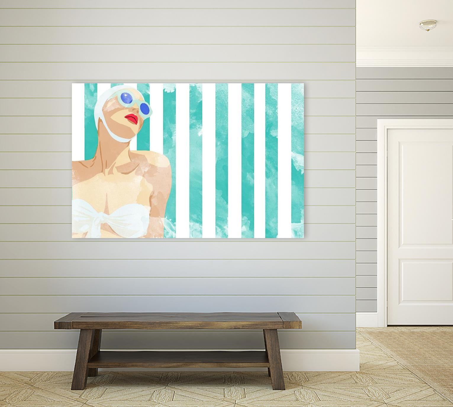 Bathing Beauty on Teal Towel - Soft & Absorbent Beach Towel for Women, Poolside & Sunbathing - Perfect for Vacation, Spa Days & Summer Relaxation