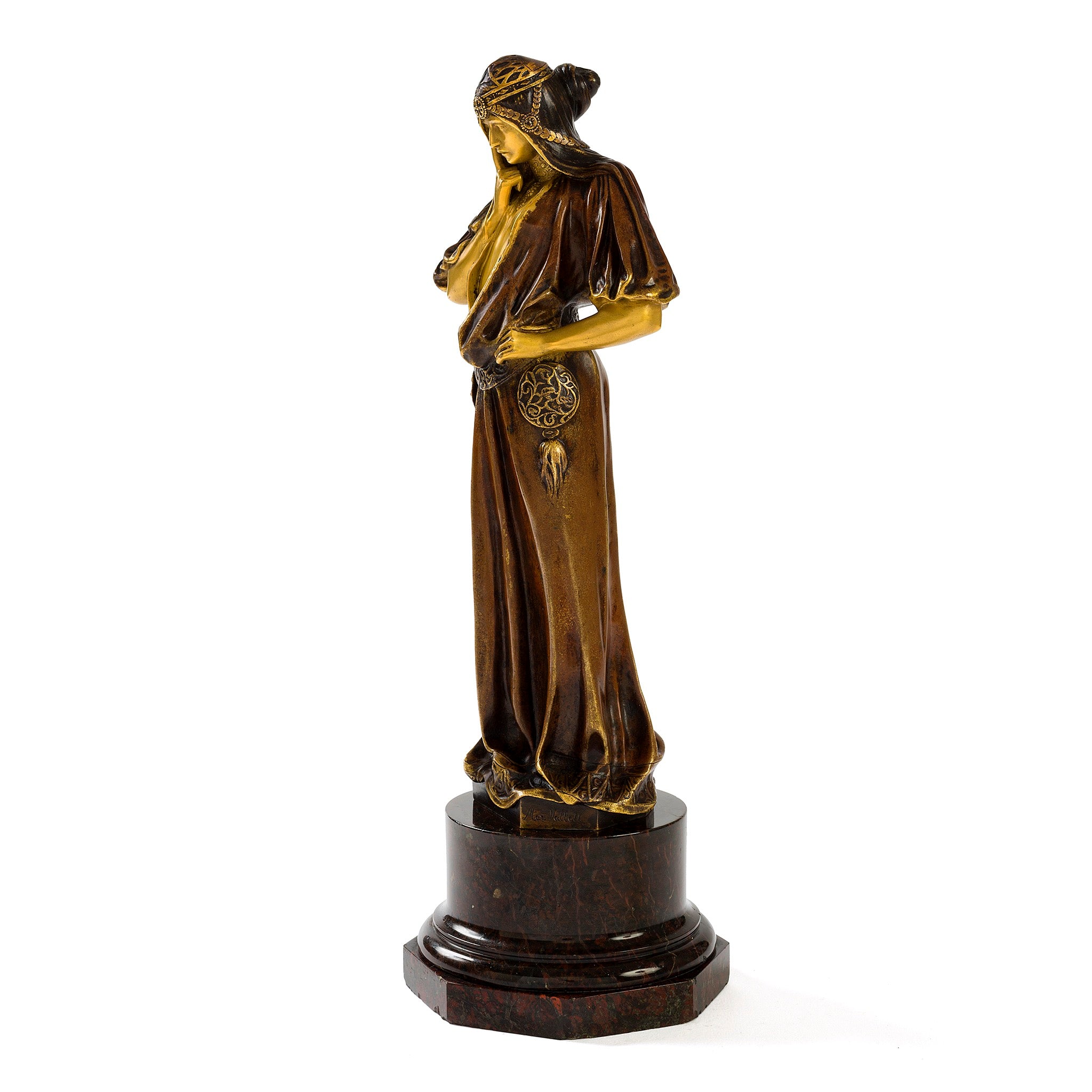 Antique Bronze Sculpture of Sarah Bernhardt as Princess Lointaine by Marius Mars Vallet - French Art Nouveau Statue for Home Decor & Theater Lovers