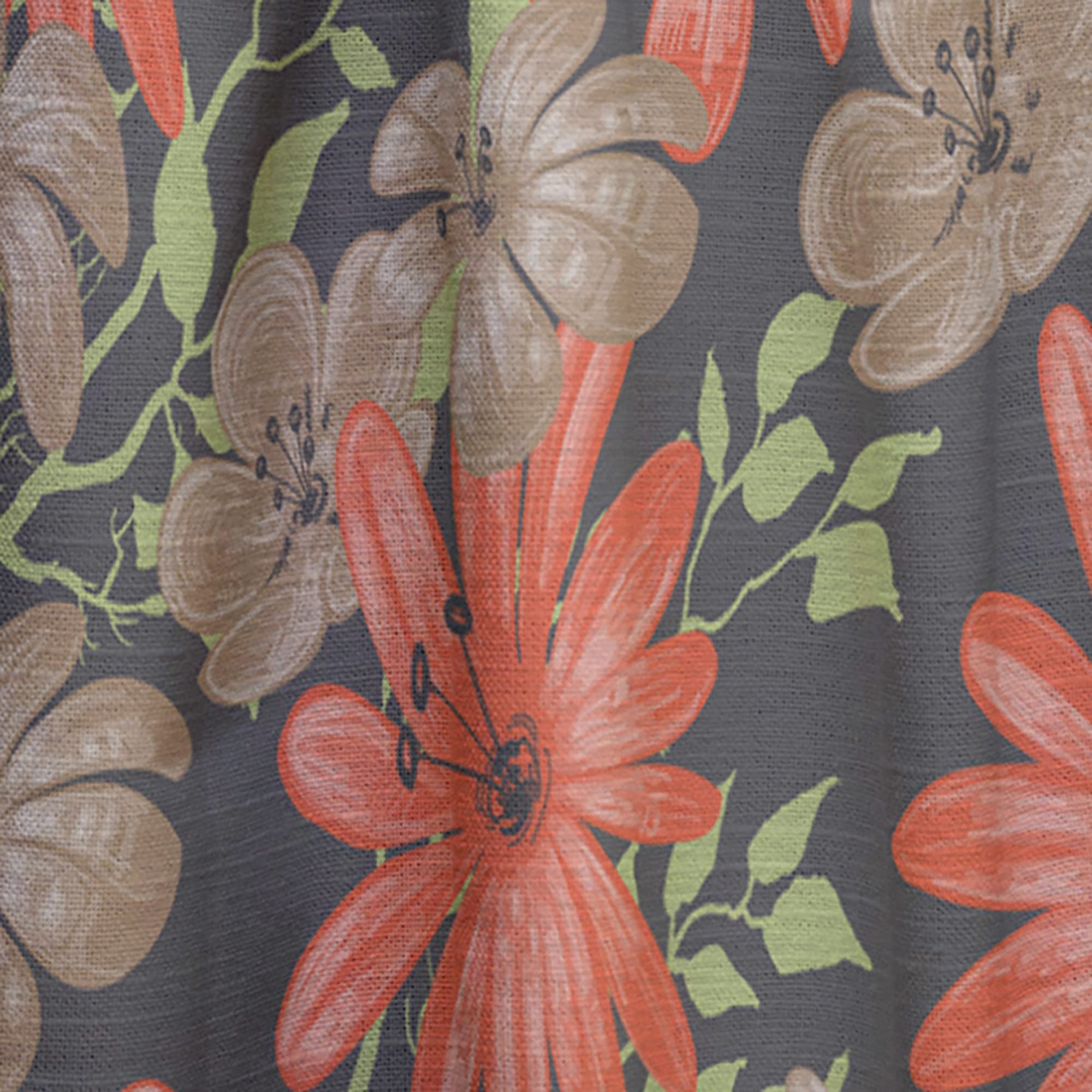 DesignQ Thermal Insulated Curtains - Red & Brown Floral with Green Branches - 52x95 Inch Single Panel for Bedroom & Living Room | Energy Saving, Blackout Drapes for Home Decor