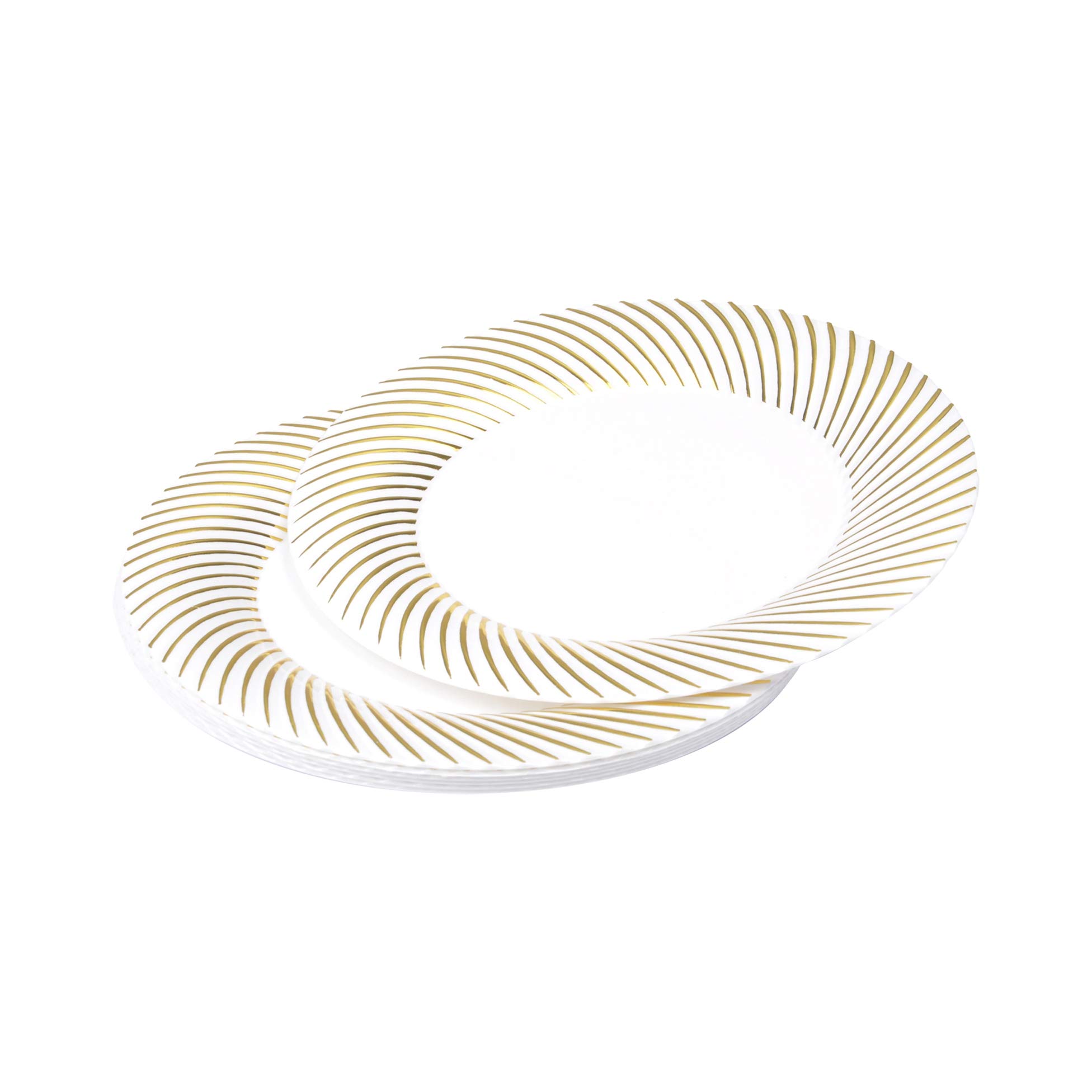 6-Piece 23 cm White & Gold Dinner Plates Set - Elegant Tableware for Fine Dining, Parties & Home Decor