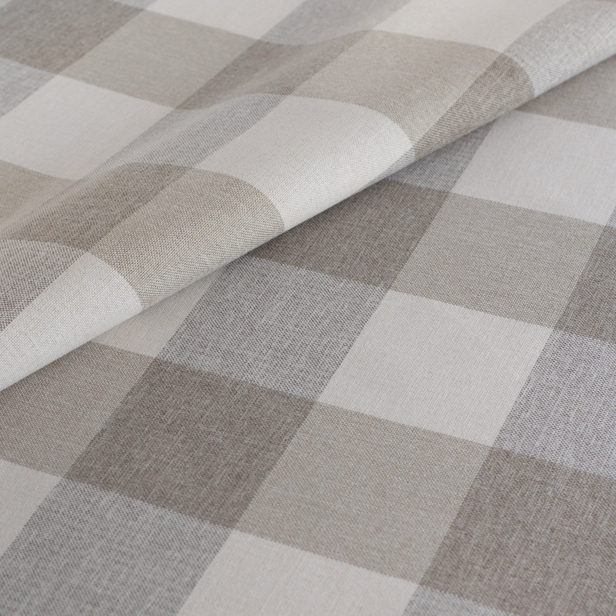 REMNANT Cottage Check Fabric - Linen Taupe 54